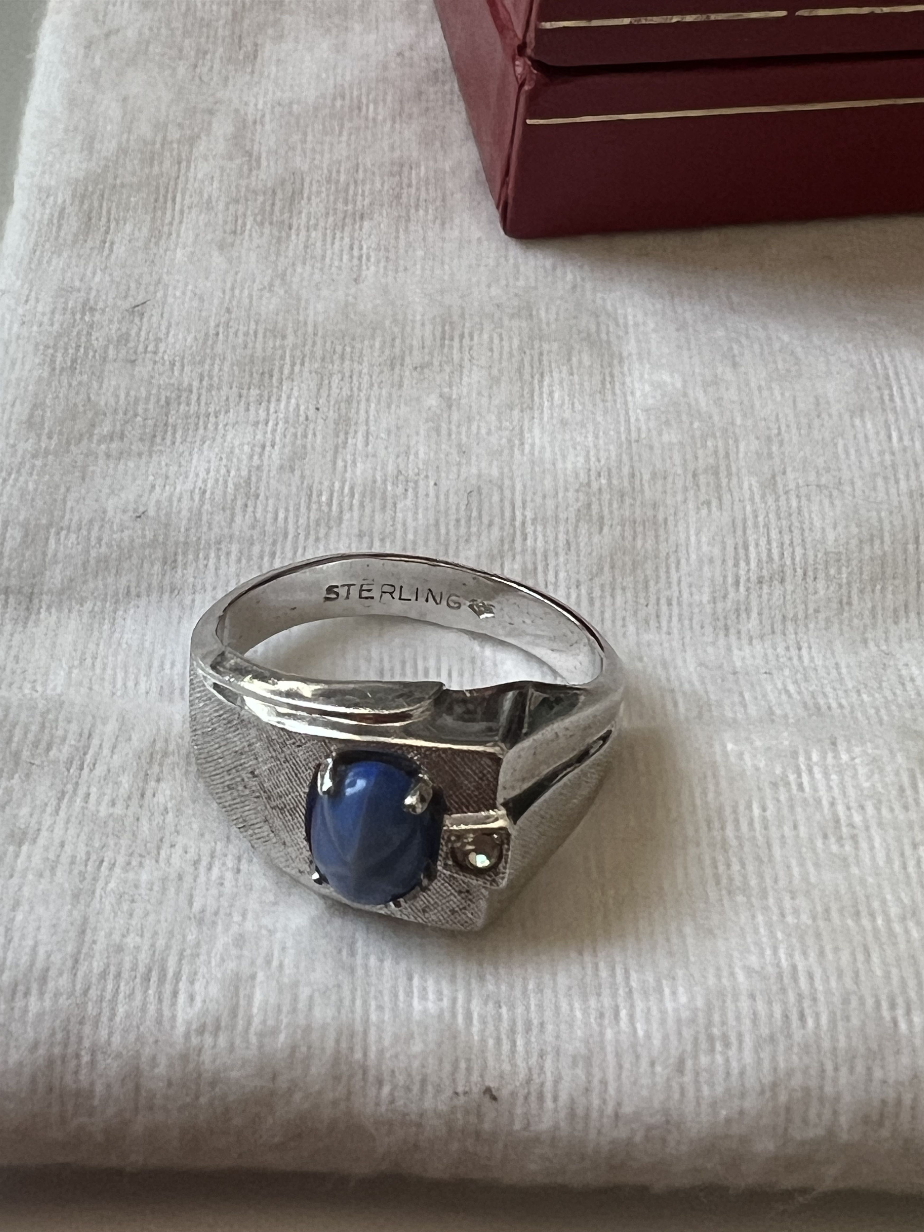 Other Sterling Silver Synthetic Sapphire, and diamond ring Size ONE SIZE - 1 Thumbnail