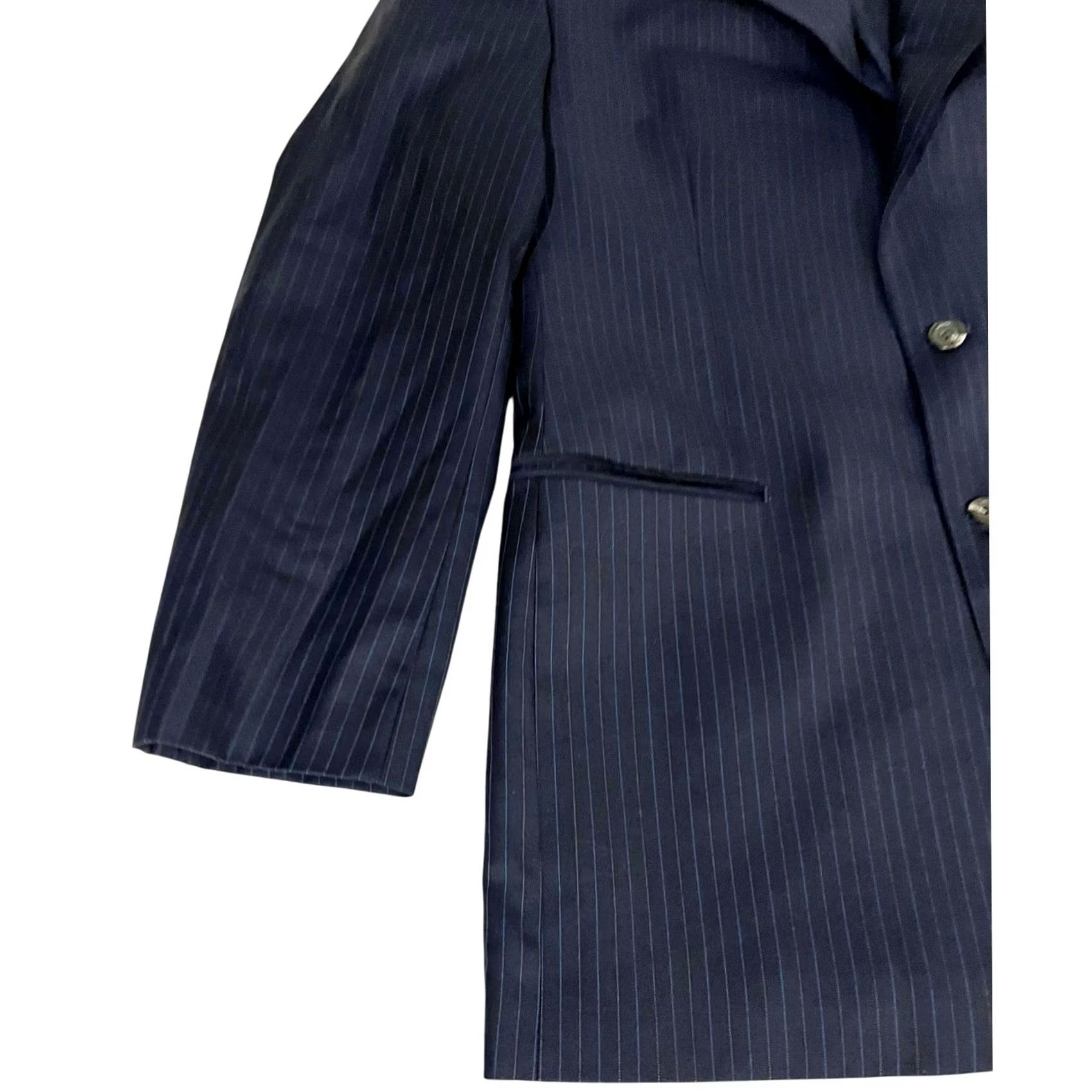 Ralph Lauren Lauren Ralph Lauren Blazer Pinstripe Wool Dark Navy Blue 42 Men’s 2 Piece Single-Breasted Slim Jacket Blazer Mens Sleeve 16.5 Size 42R - 2 Thumbnail