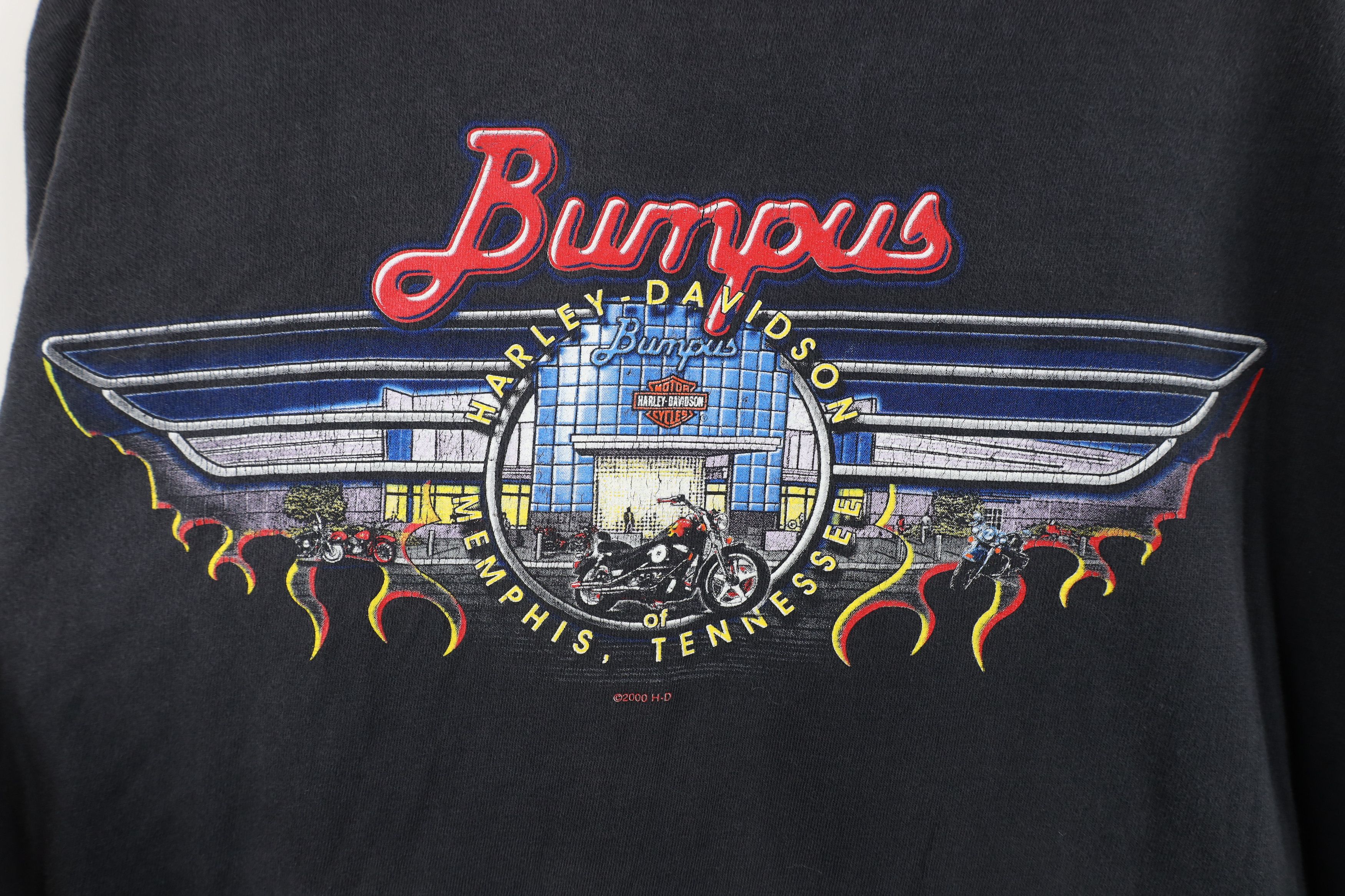 Harley Davidson Vintage Y2K 2000 Harley Davidson Fire Flames T-Shirt USA Size US XL / EU 56 / 4 - 12 Thumbnail