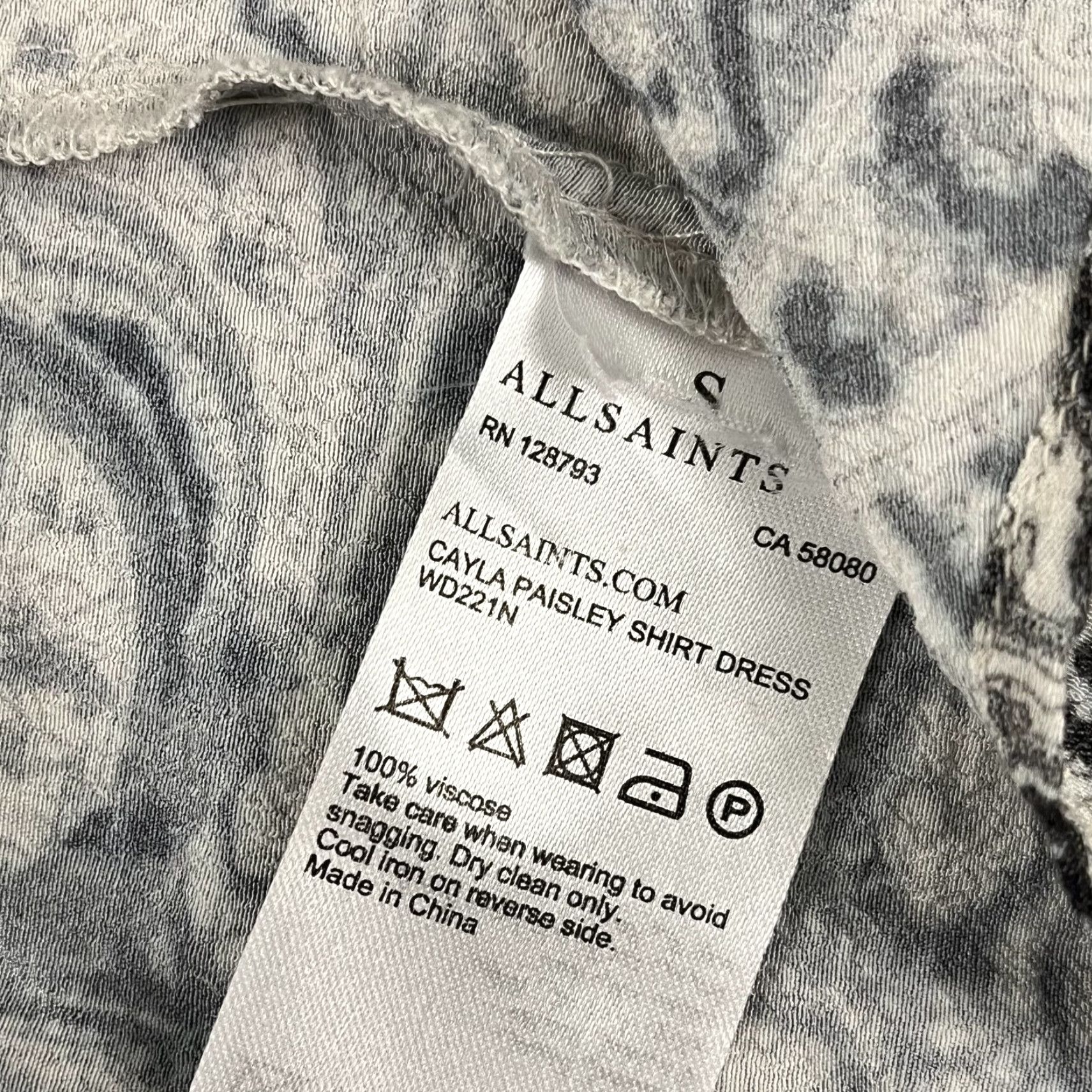 Allsaints AllSaints Cayla Paisley Shirt Dress Womens Small Black White Button Up Tunic Top Shirt Dress Size S / US 4 / IT 40 - 3 Thumbnail