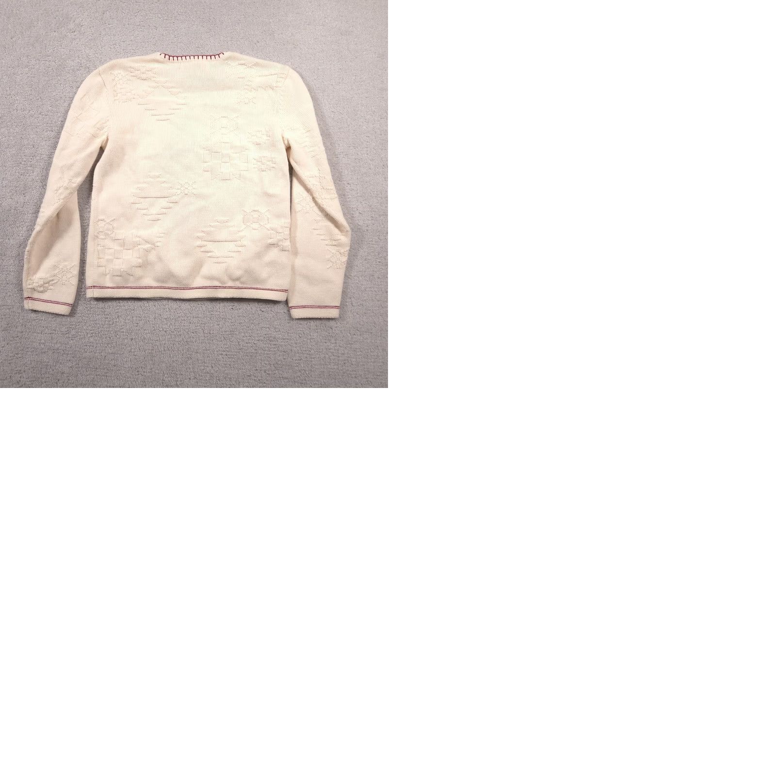 Vintage Cabela's Sweater Womens Small Ivory Textured Knit Crewneck Quilt Applique Patch Size S / US 4 / IT 40 - 9 Thumbnail