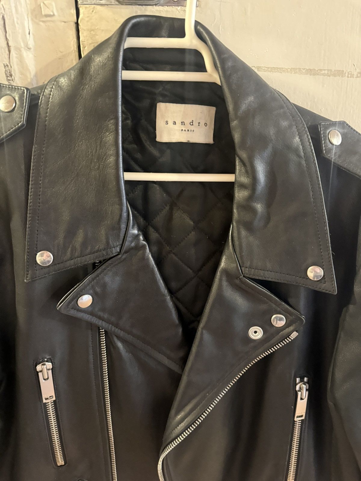 Sandro Sandro leather biker jacket Size US XL / EU 56 / 4 - 3 Thumbnail
