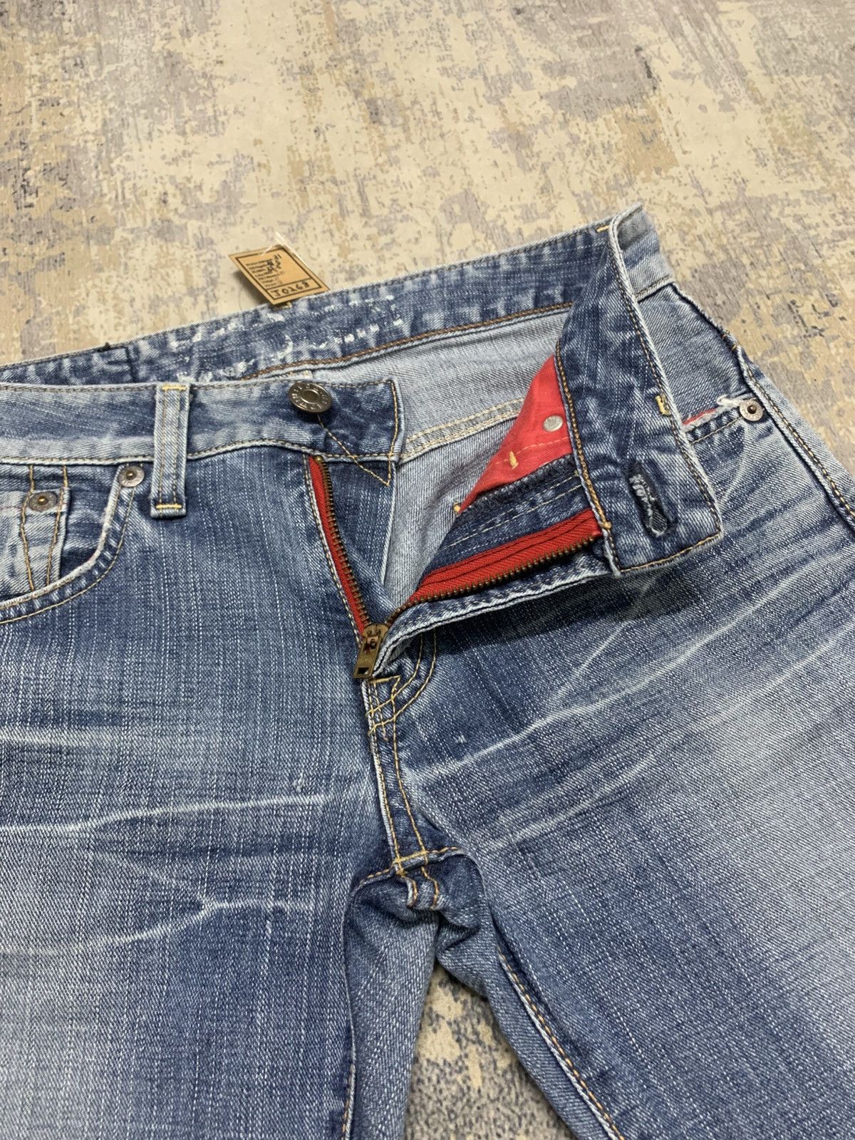 Japanese Brand Edwin blue trip 503 Slim Fit Distressed Jeans Size US 31 - 3 Thumbnail