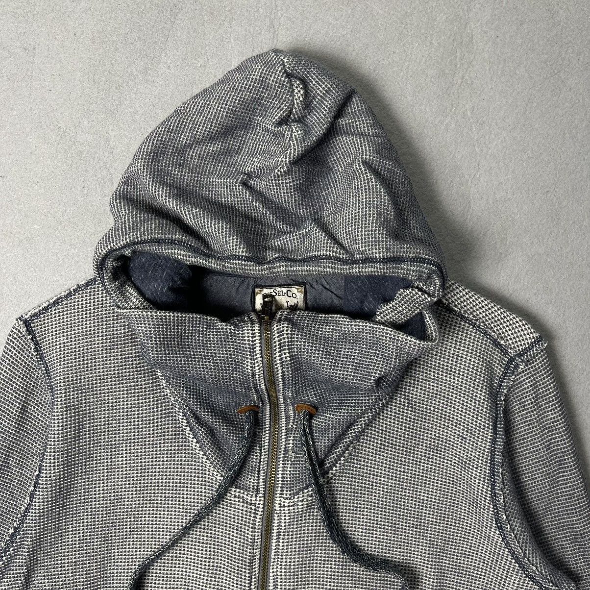 Diesel Diesel Co. Zip-Up Hoodie – Blue/Grey Waffle Knit Size US M / EU 48-50 / 2 - 2 Thumbnail