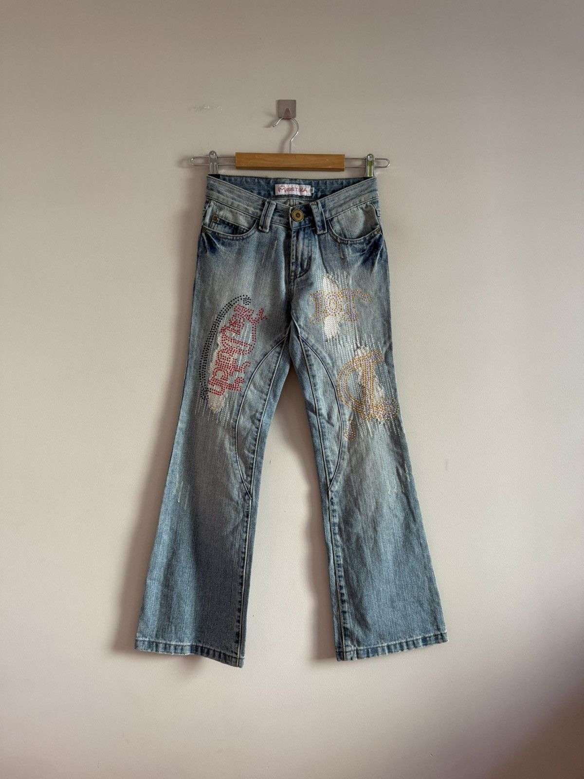 Vintage Y2K Embellished Flared Jeans Size 23" - 1 Thumbnail