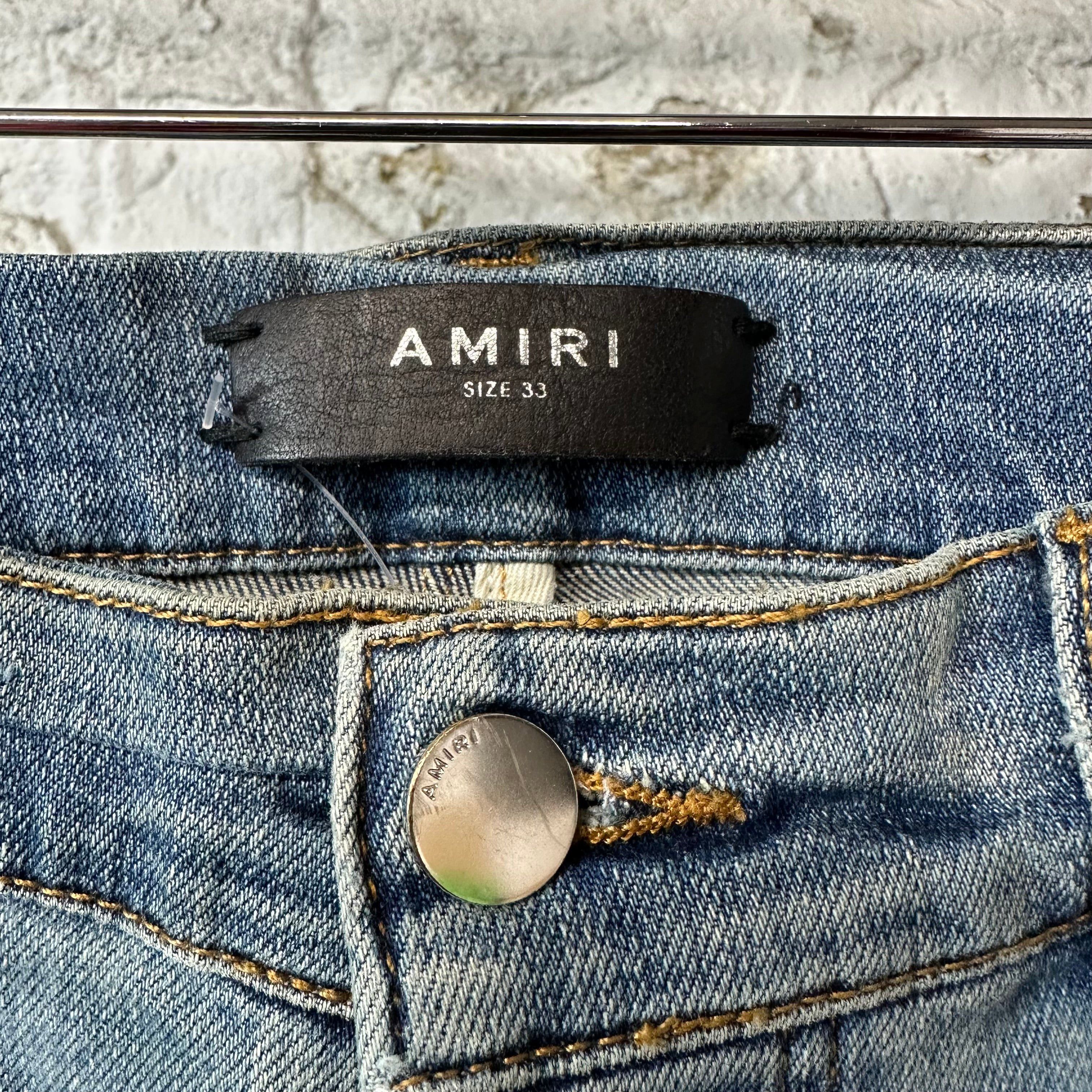 Amiri Amiri MX1 Brown Acid Patch Blue Denim Jeans Sz 33 Size US 33 - 3 Thumbnail