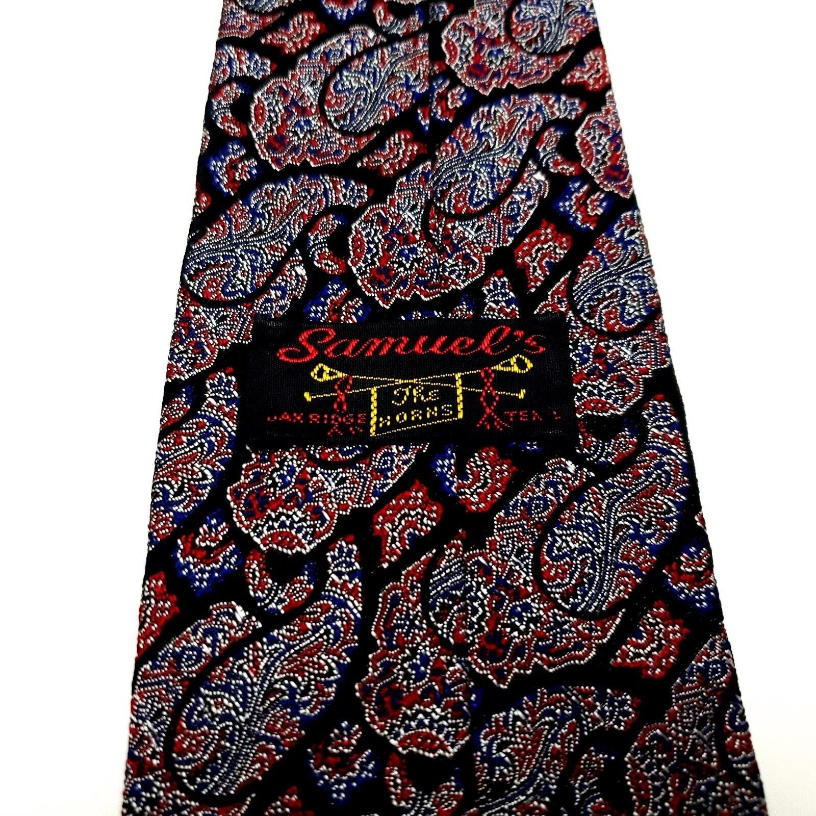 Designer Cesarani Silk Tie Black Red Paisley Woven Size ONE SIZE - 3 Thumbnail