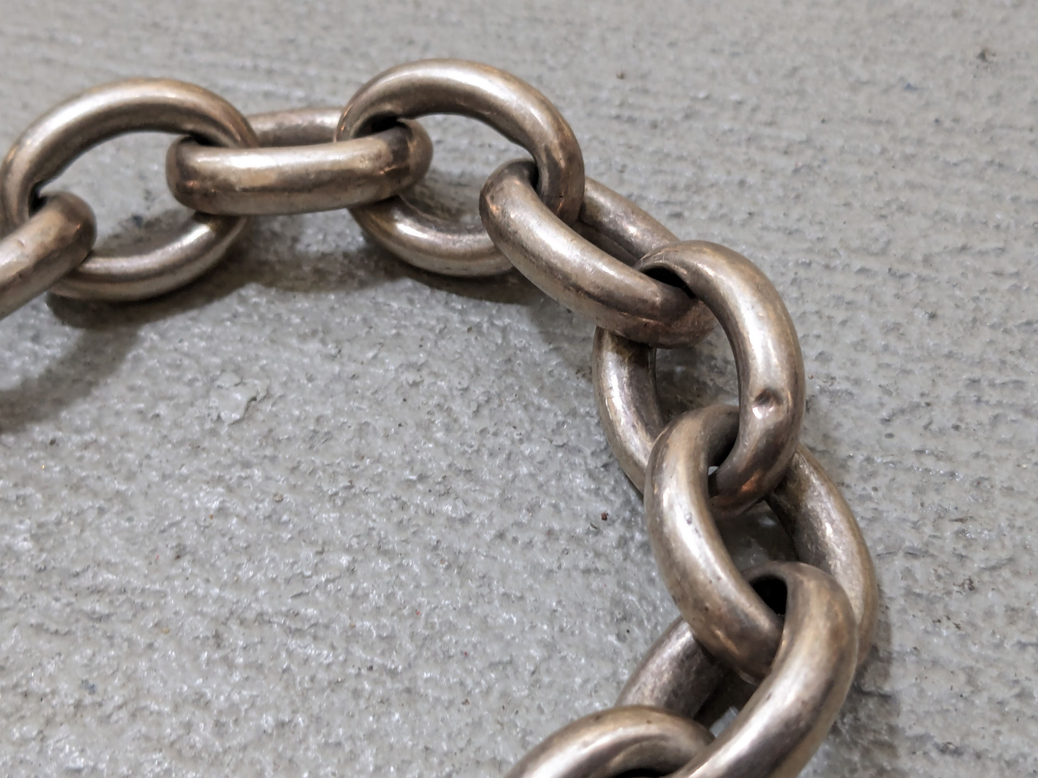 Other Vintage Sterling Silver Bracelet 9.5" Oval Chain Link 90s Size ONE SIZE - 4 Thumbnail