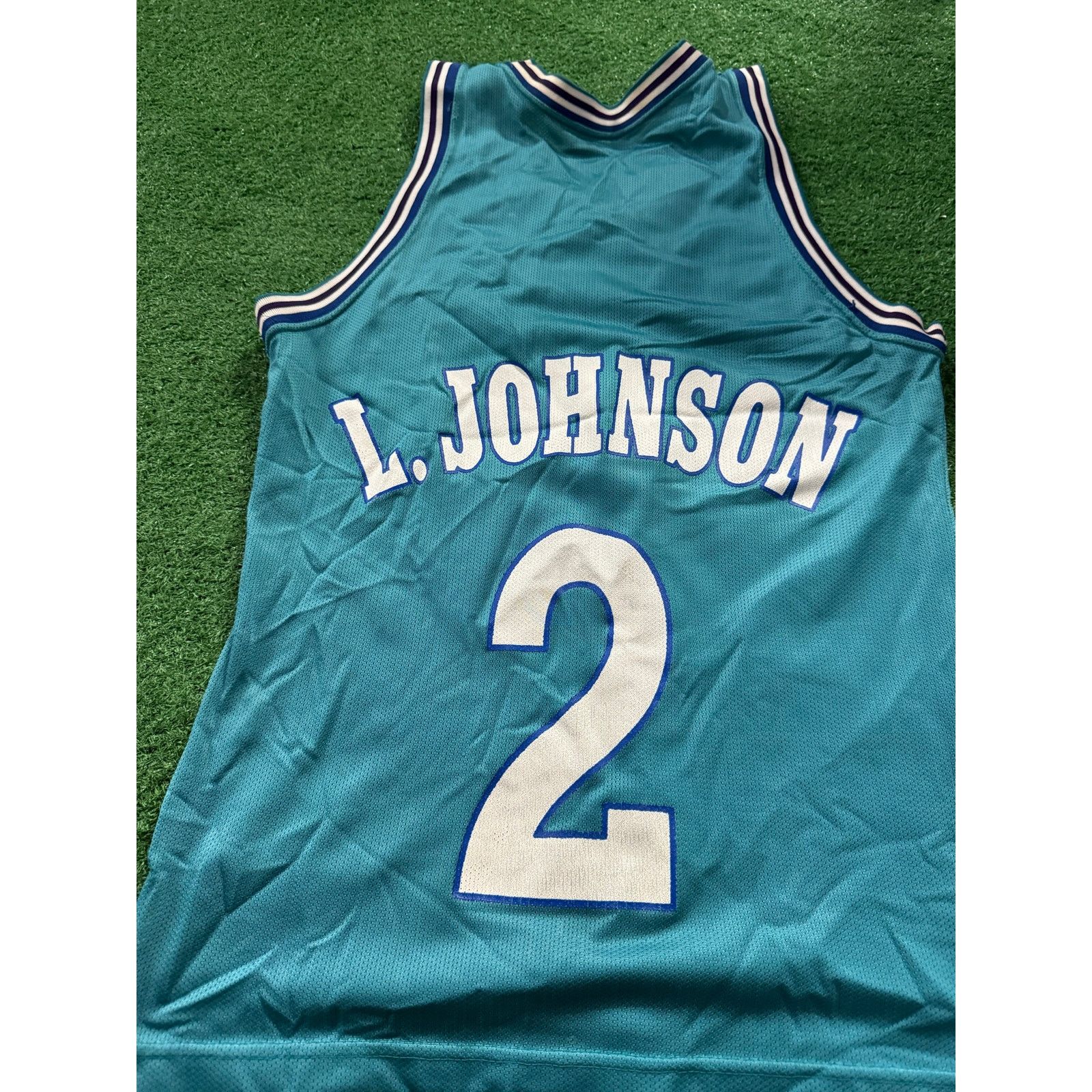 Champion Charlotte Hornets Larry Johnson Vintage Sz S Teal Size US S / EU 44-46 / 1 - 2 Thumbnail