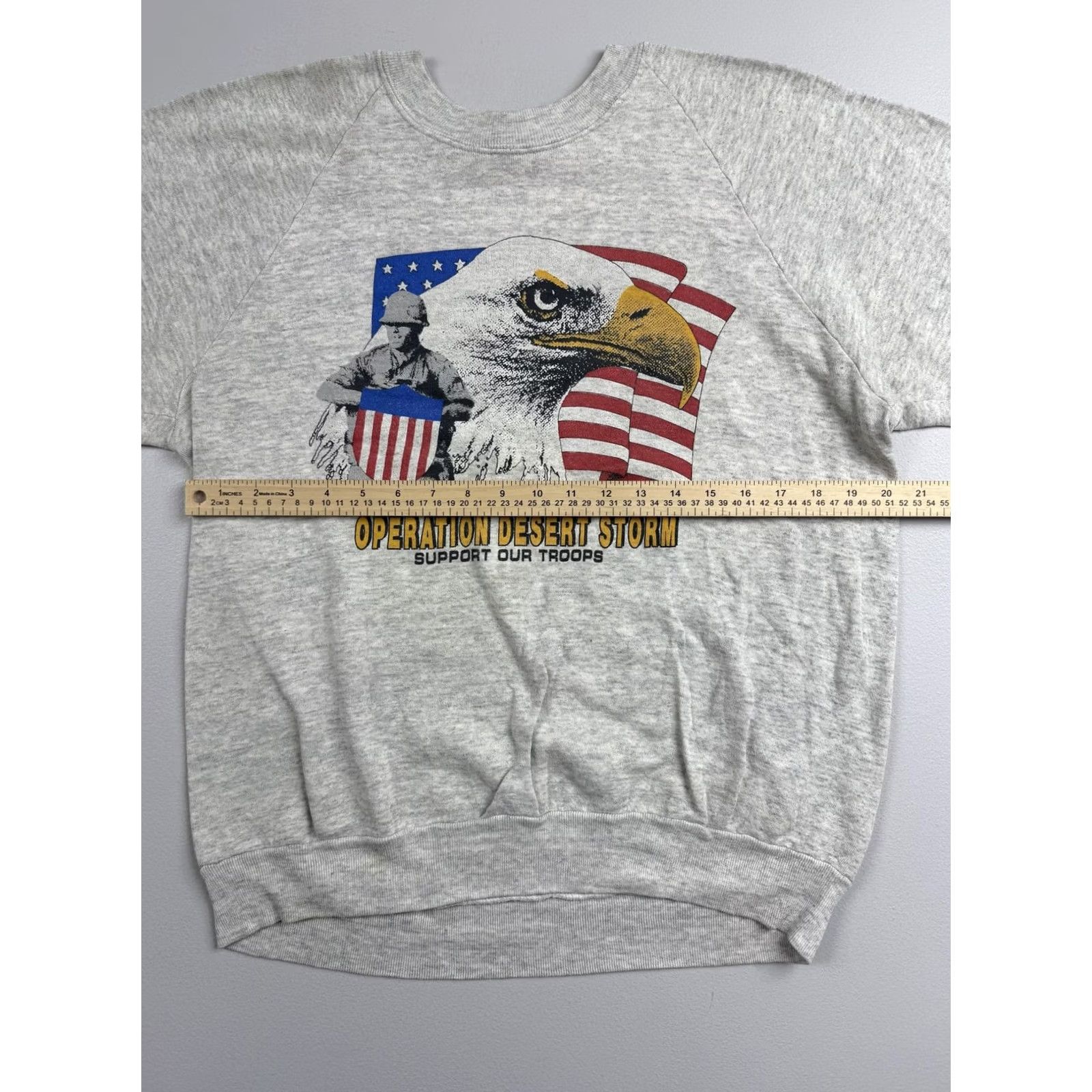 Jerzees VINTAGE Jerzees Sweatshirt Mens XL Gray Fleece Desert Storm Eagle Graphic USA Shirts Size US XL / EU 56 / 4 - 7 Thumbnail