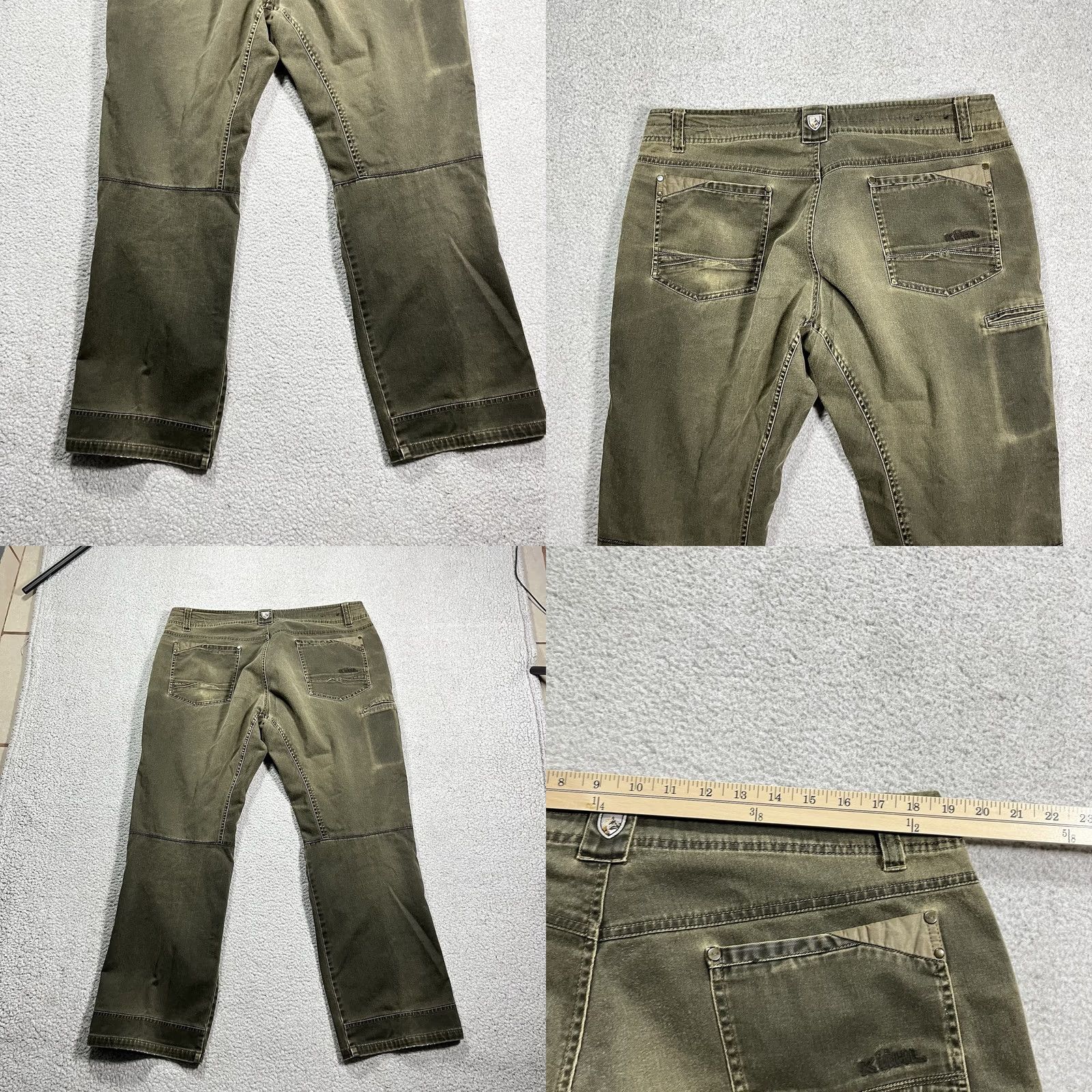 Vintage Kuhl Pants Mens 38x30 Patina Dye Easy Rydr Cargo Stretch Work 5-Pocket Green Cotton Regular Mens Size US 38 / EU 54 - 9 Thumbnail