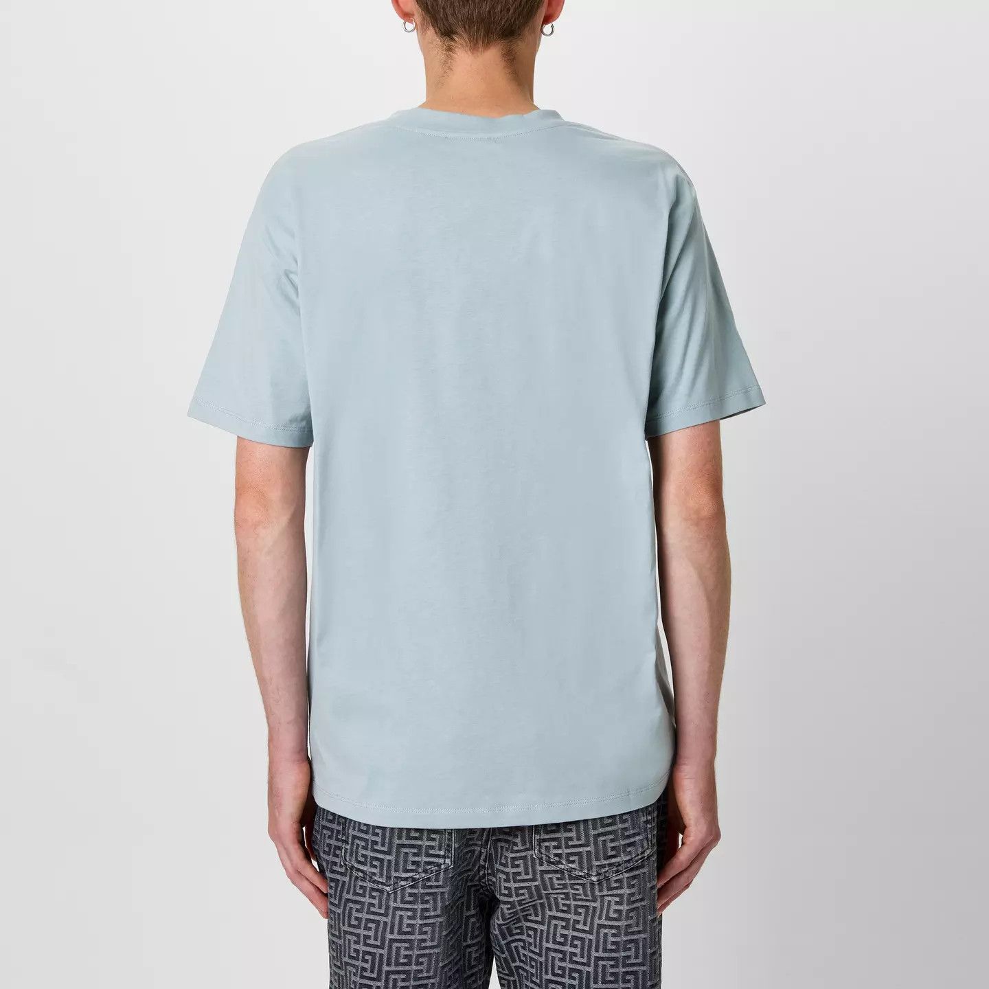 Balmain o1g2r1mq0426 Paris Print Logo Cotton T-Shirt in Blue Size US XL / EU 56 / 4 - 3 Thumbnail