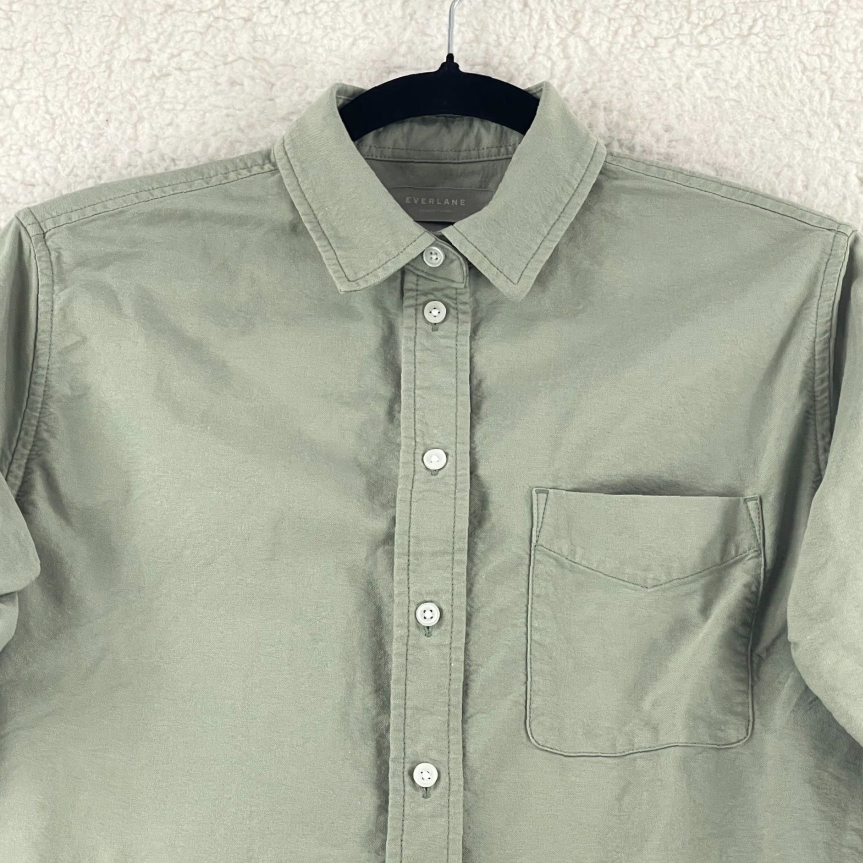Everlane Everlane Button-Up Shirt Womens Size 0 Green Organic Cotton Long Sleeve Casual Shirt Size XS / US 0-2 / IT 36-38 - 3 Thumbnail