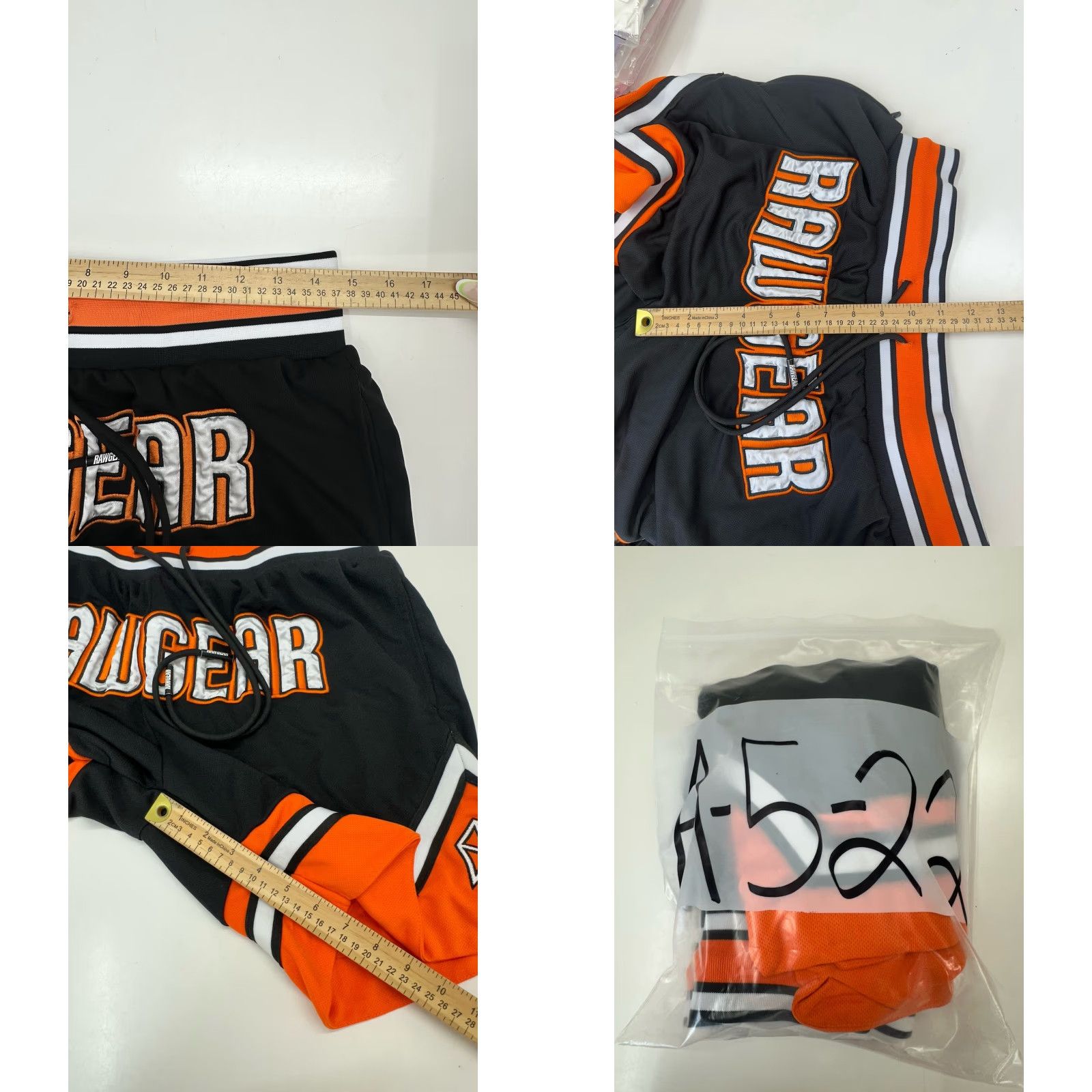 Vintage RawGear Mens Shorts Size Medium Black Orange Front Embroidered Drawstring Size US 31 - 8 Thumbnail