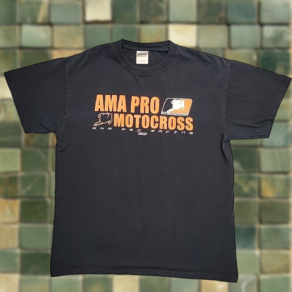 Gildan VINTAGE AMA Pro Shirt Mens Medium Black Motocross Racing Moto Cross Race UAS Flag TEE Size US M / EU 48-50 / 2 - 1 Thumbnail