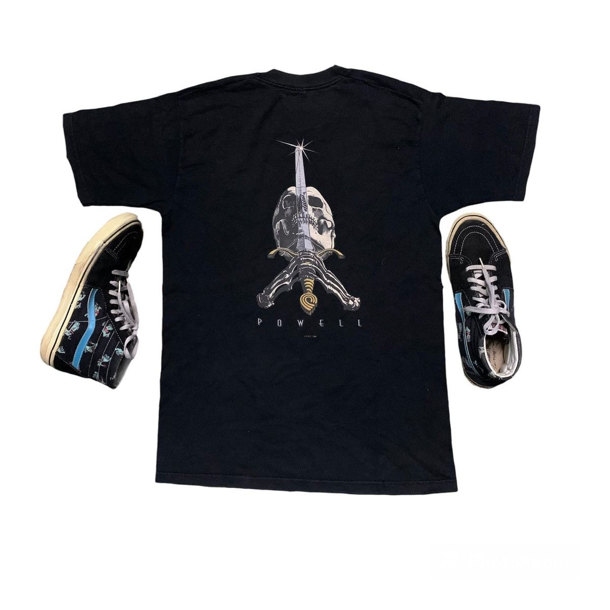 image of 90's Powell Peralta Shirt Ray Rodriguez OG Skull 1995 in Black, Men's (Size Medium)