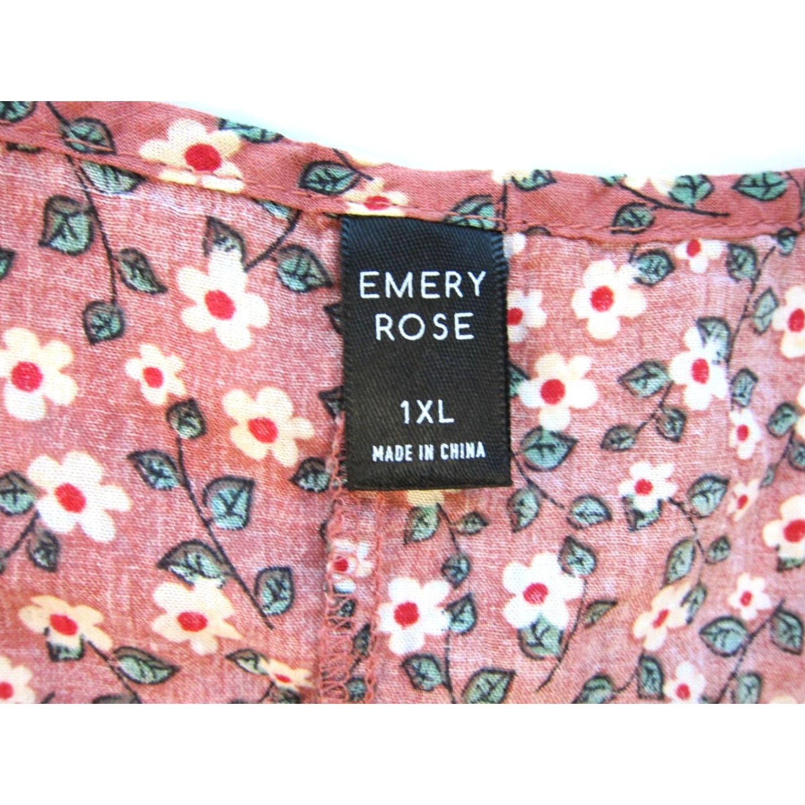 Vintage Emery Rose Shirt 1X Pink Floral Short Sleeve Midi Maxi Kaftan Smock Sun Dress Womens Size 40" / US 18 - 3 Thumbnail