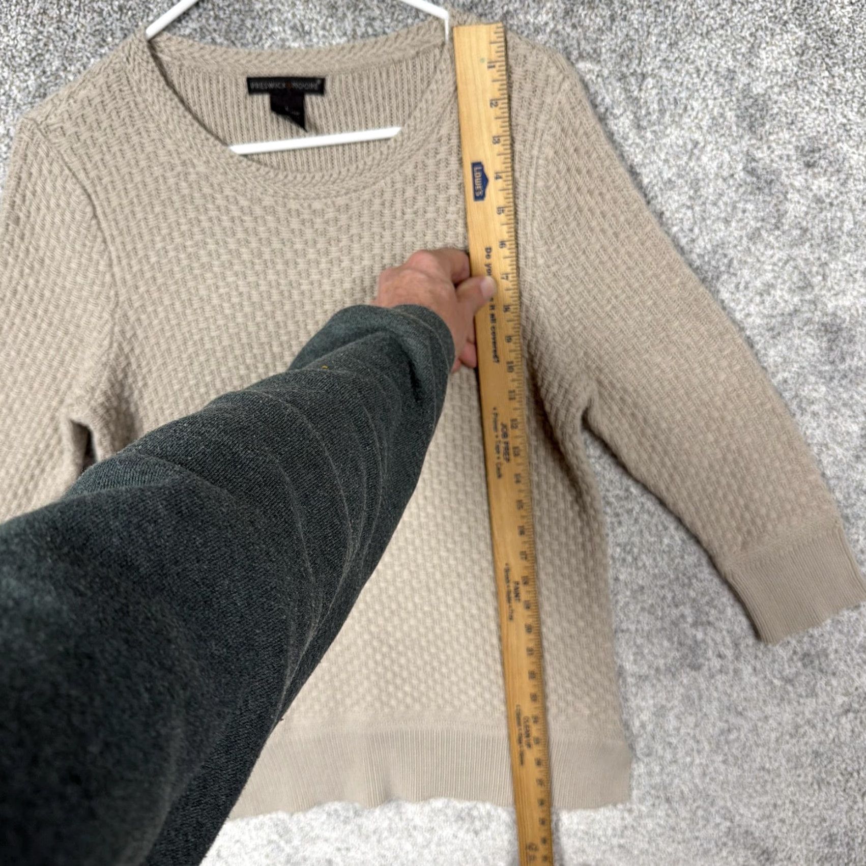 Vintage Preswick & Moore Sweater Womens L Beige Waffle Knit Crew Neck 3/4 Sleeve Casual Travel Knitwear | Fall Winter Spring Fashion Womens Size L / US 10 / IT 46 - 2 Thumbnail
