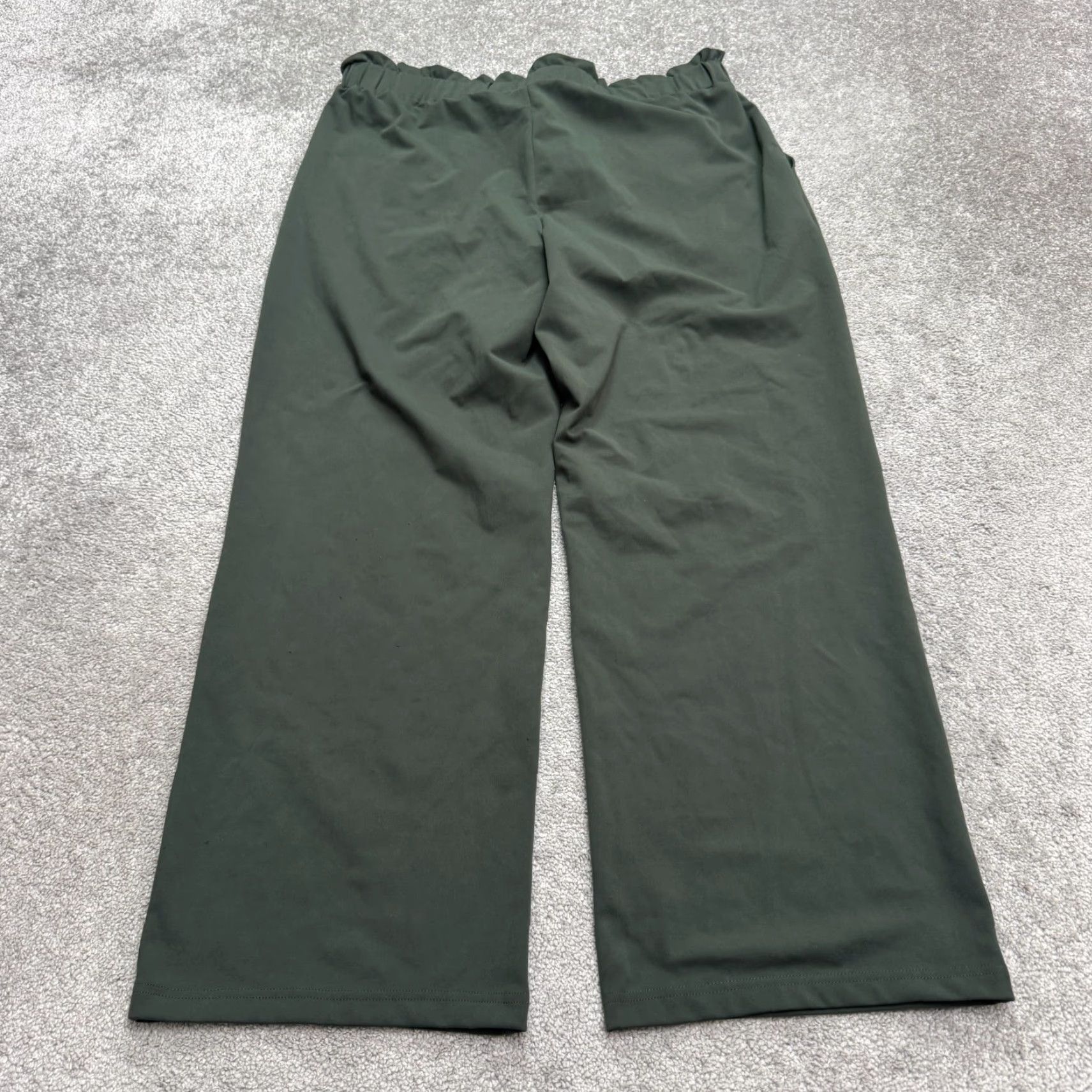 Joie Joie Wide-Leg Pants Womens XL Olive Green Elastic Waist 36x29.5 Casual Travel Pockets Dress Pants Modern 90s Theme, Regular Fit Mens Womens Girls Boys Size 40" / US 18 - 2 Thumbnail