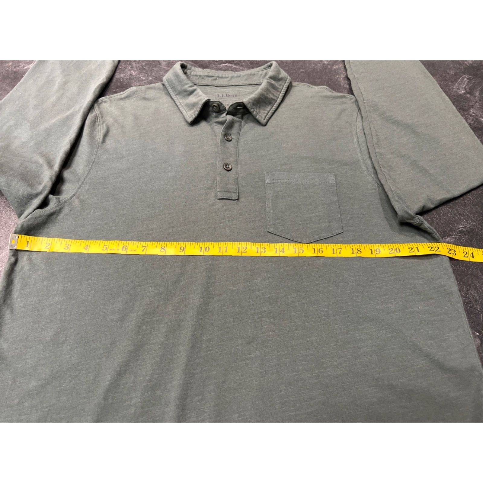 Vintage L.L. Bean Polo Shirt Green Mens L Regular Fit Long Sleeve Organic Cotton Pocket 100% Cotton Casual Golf Walking Classic Boyfriend Size US L / EU 52-54 / 3 - 6 Thumbnail