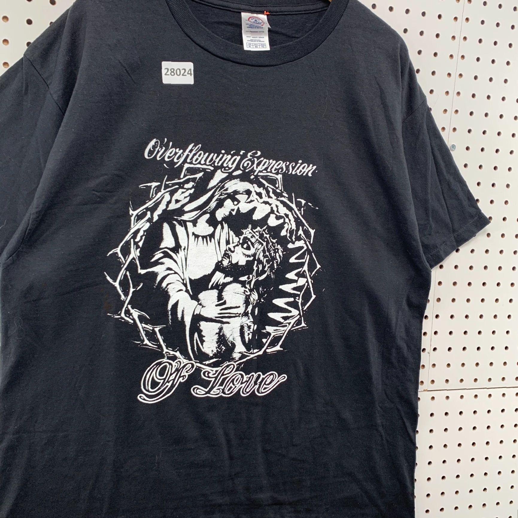 Delta VINTAGE Jesus Religion Tee Black White Graphic Overflowing Expression Of Love XL 23x29 Size US XL / EU 56 / 4 - 4 Thumbnail