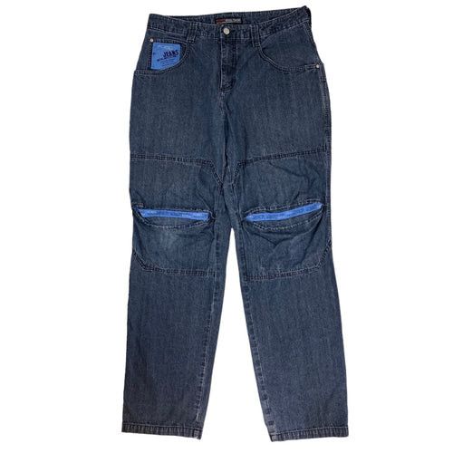 image of Y2K Hip Hop Fubu Dark Wash Jeans in Blue, Men's (Size 32)