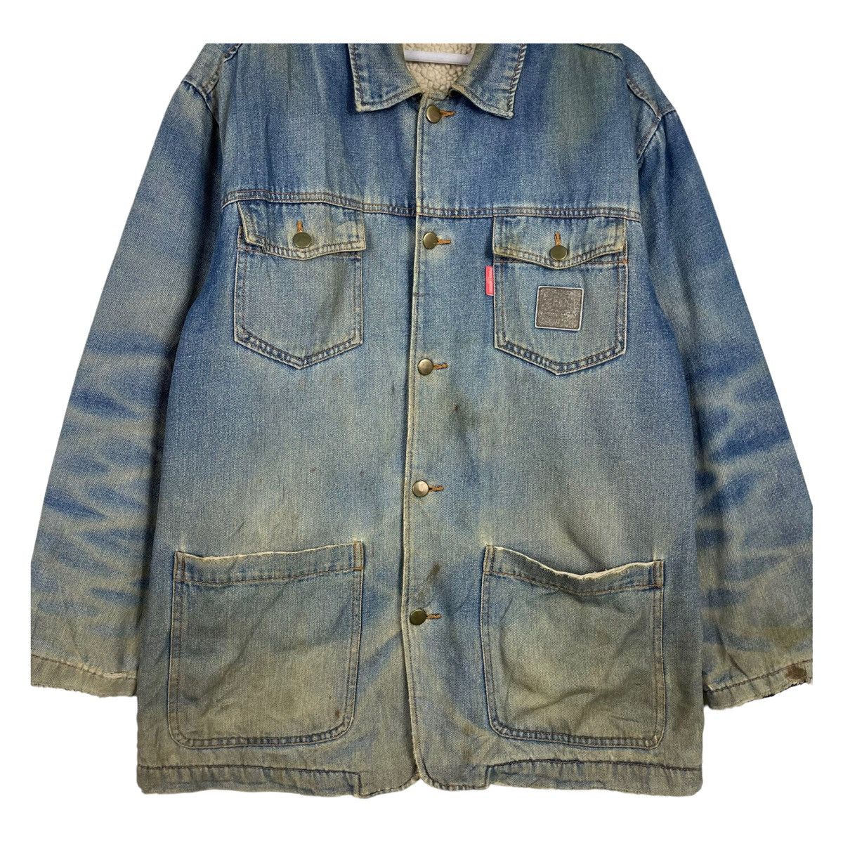 Cuadra 💥VINTAGE FRANCO COLLEZIONI DENIM CHORE BARN SHERPA JACKET Size US L / EU 52-54 / 3 - 5 Thumbnail