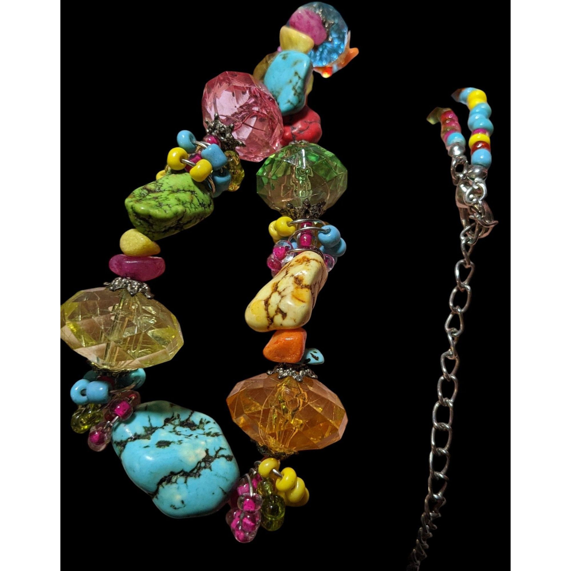 Other Vintage Candycore Rainbow Glass Stone Beaded Necklace Size ONE SIZE - 4 Thumbnail