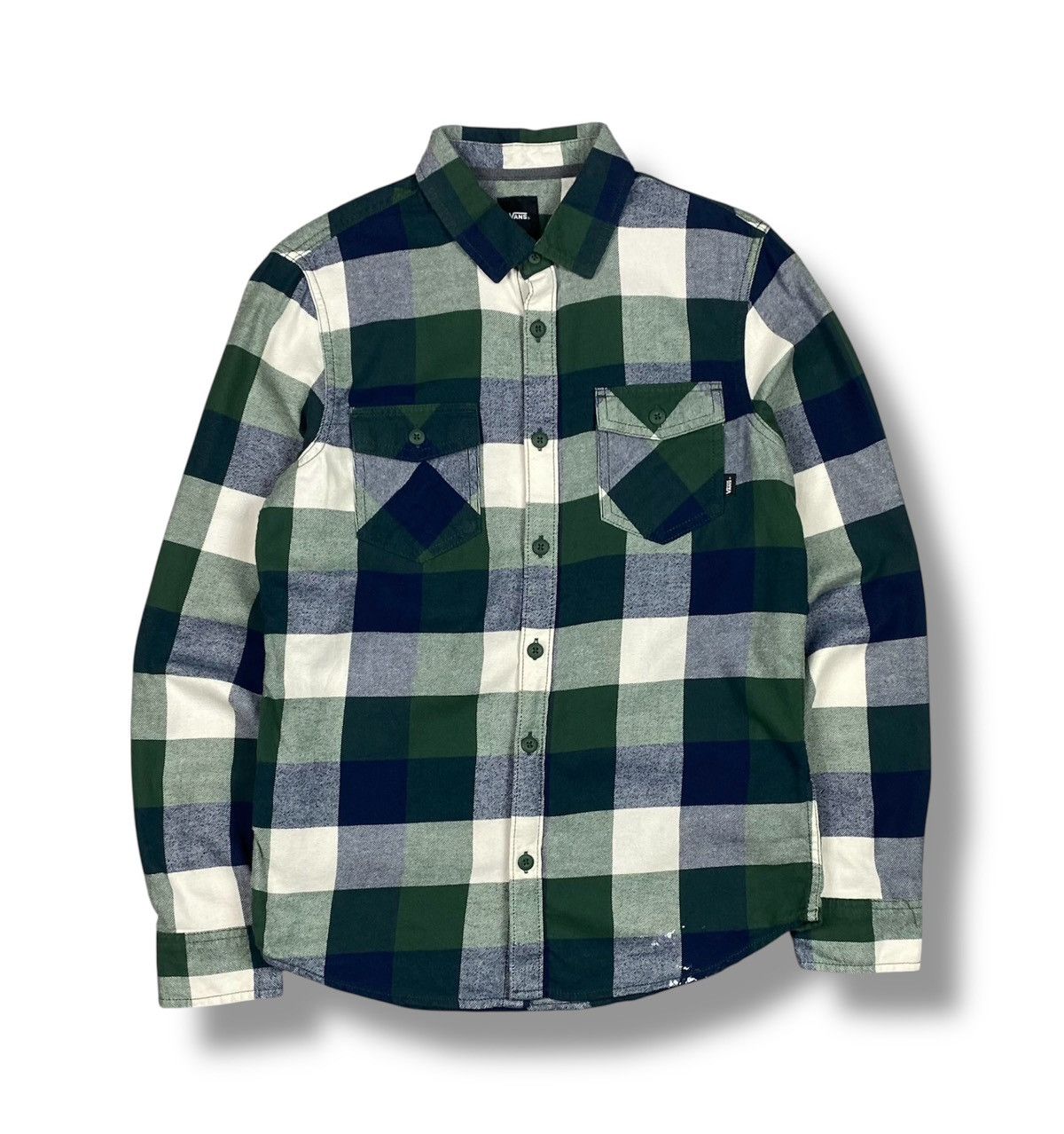 Vans Vans Plaid Flannel Shirt Green Blue Slim Fit Button Up Size US S / EU 44-46 / 1 - 1 Thumbnail