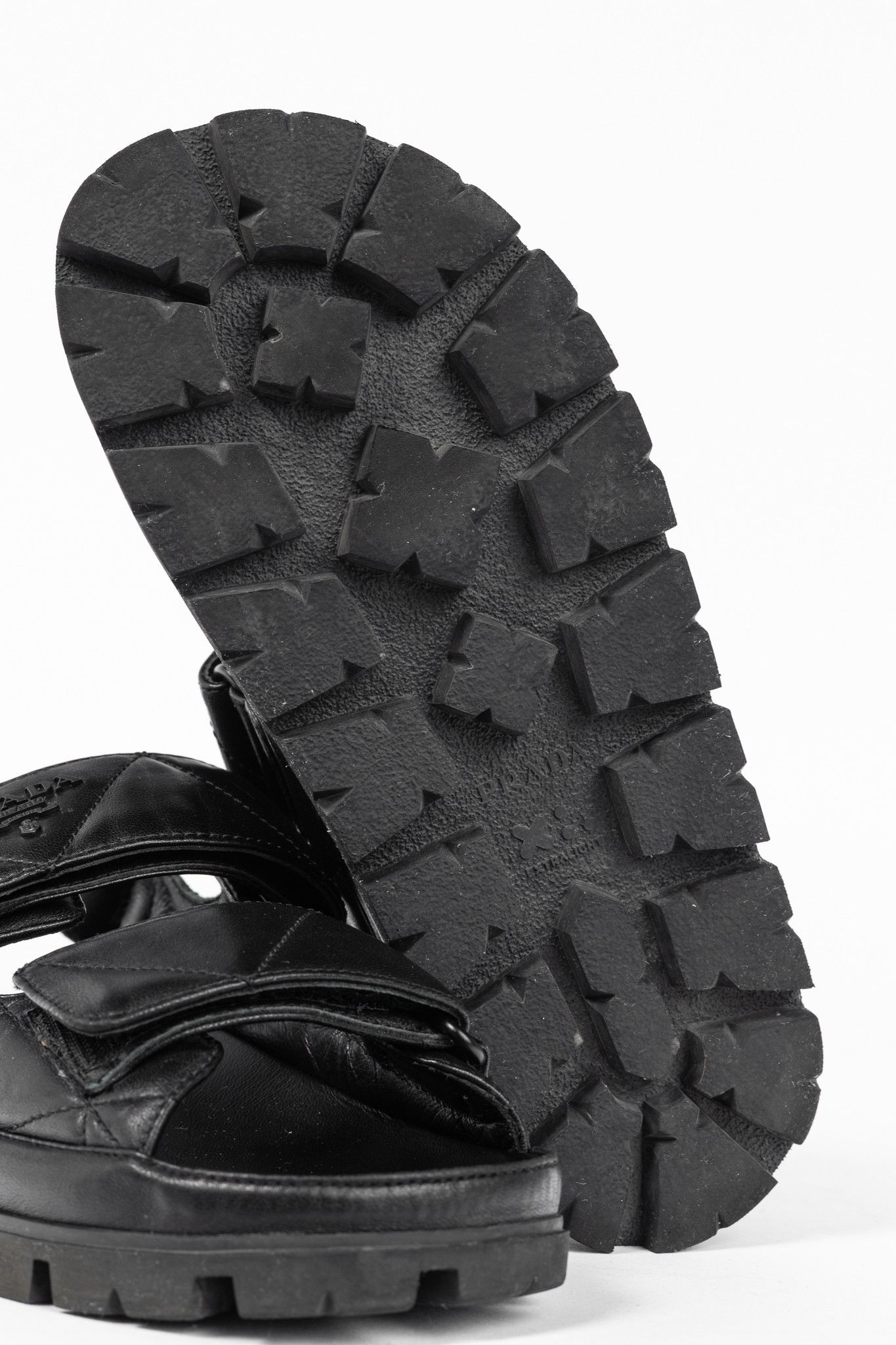 Prada Prada Black Quilted Lamb Leather Sandals Size US 5.5 / IT 35.5 - 6 Thumbnail