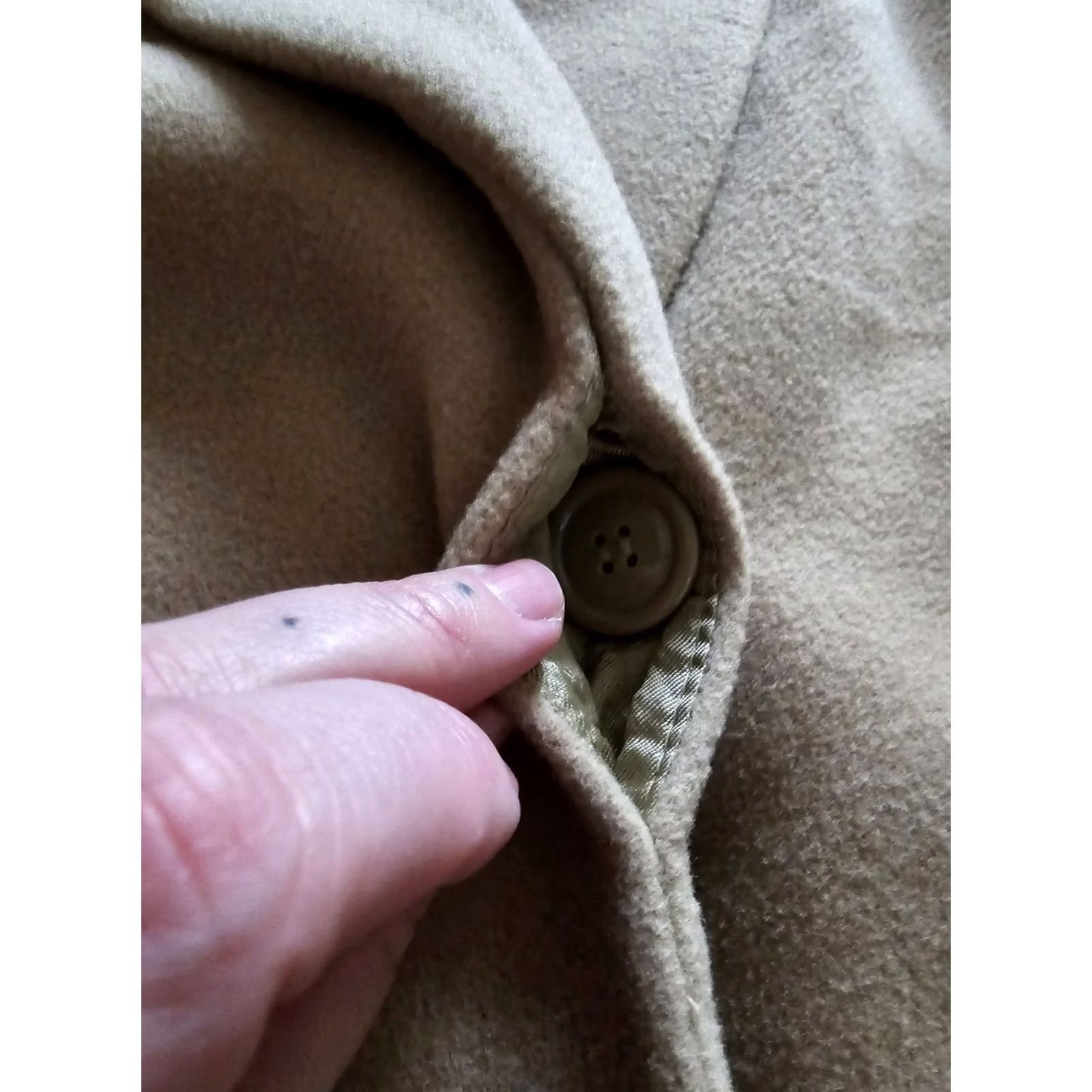 Vintage VINTAGE Marvin Richards Winter Trench Coat Women 10P Beige Wool Cashmere Lined 80s Designer"} Size L / US 10 / IT 46 - 4 Thumbnail