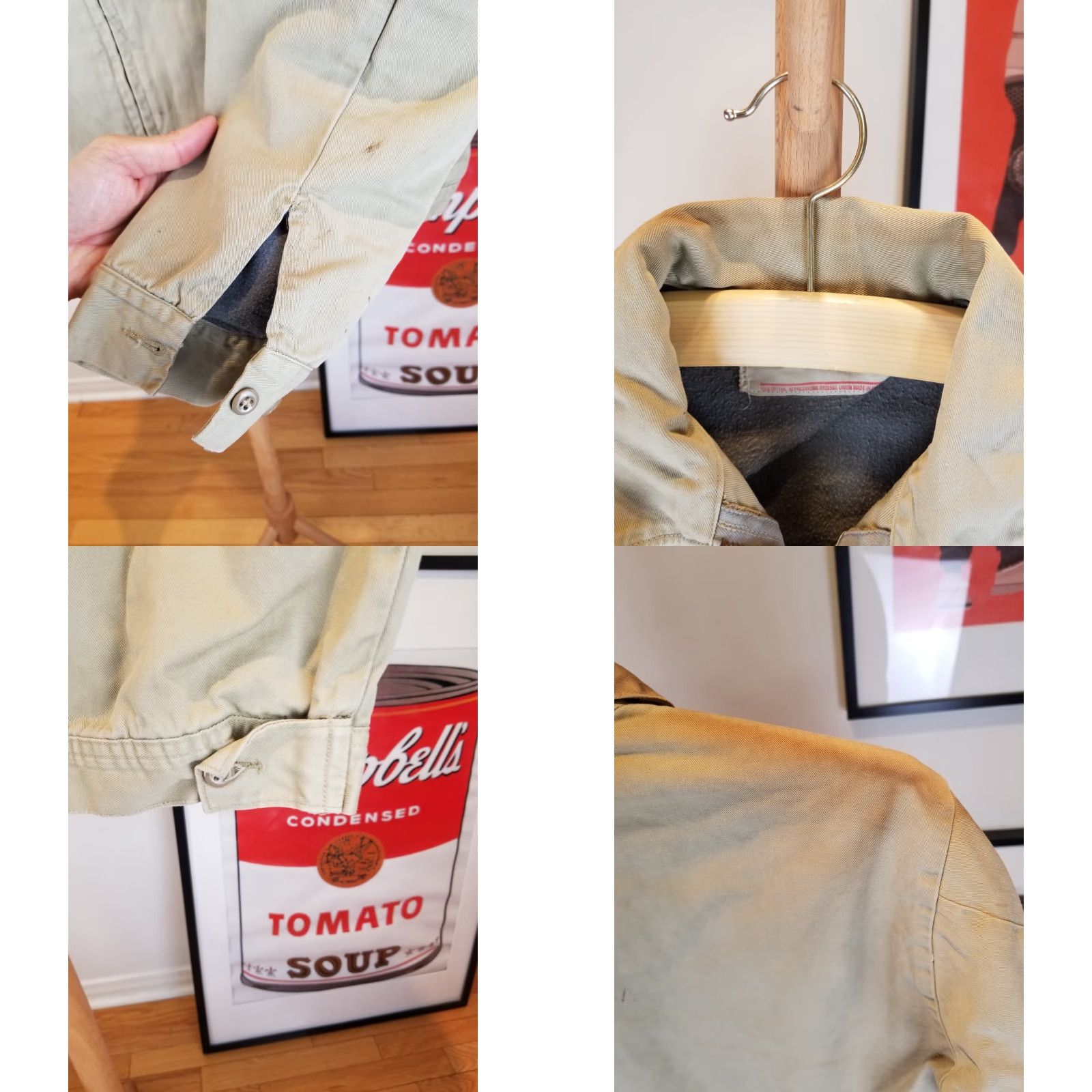 Vintage VINTAGE Unbranded Beige Work Mechanic Gray Fannel Lining Jacket SZ 42 Men's Jacket 50s 24in Chest Cross Shoulder 24in Size US XS / EU 42 / 0 - 9 Thumbnail