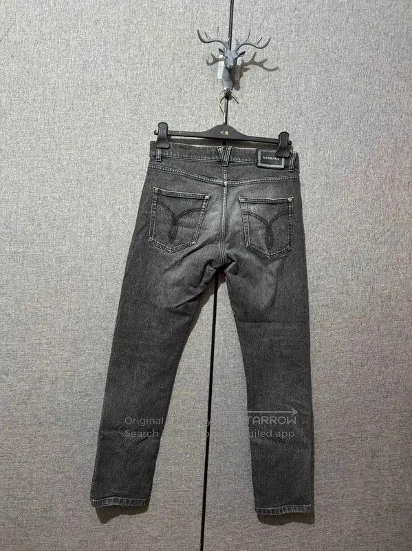 Versace Versace M Size Black Gray Leather Embroidered Pants . Size US 32 / EU 48 - 2 Thumbnail