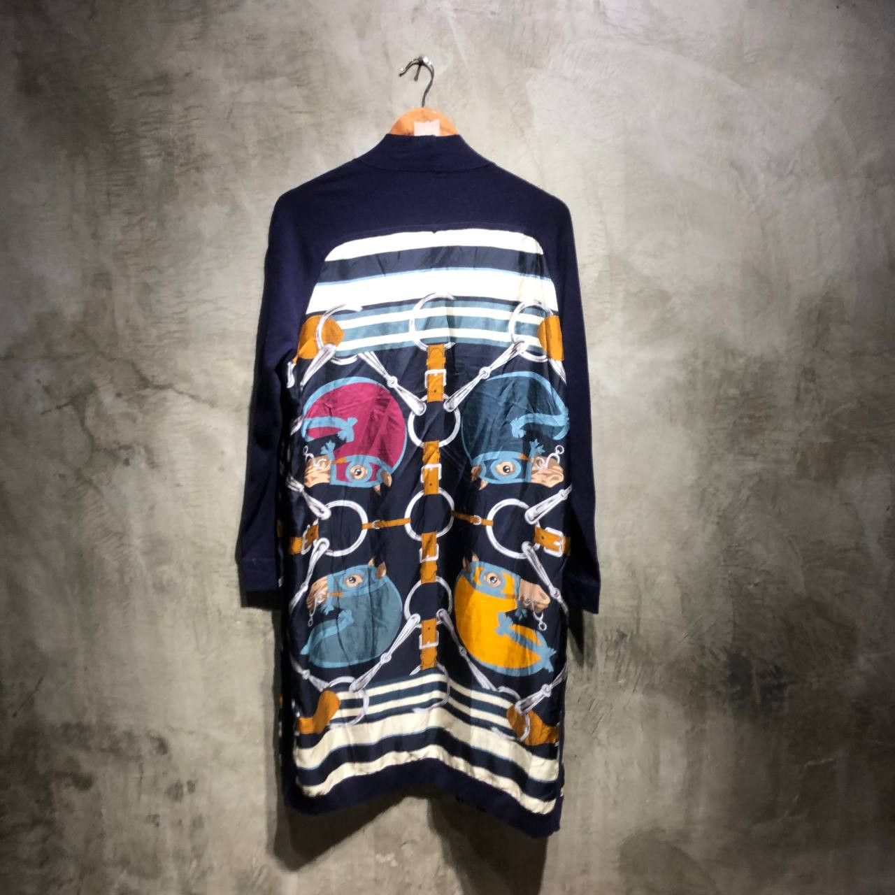Hermes Printed Silk Elongated knit cardigan
