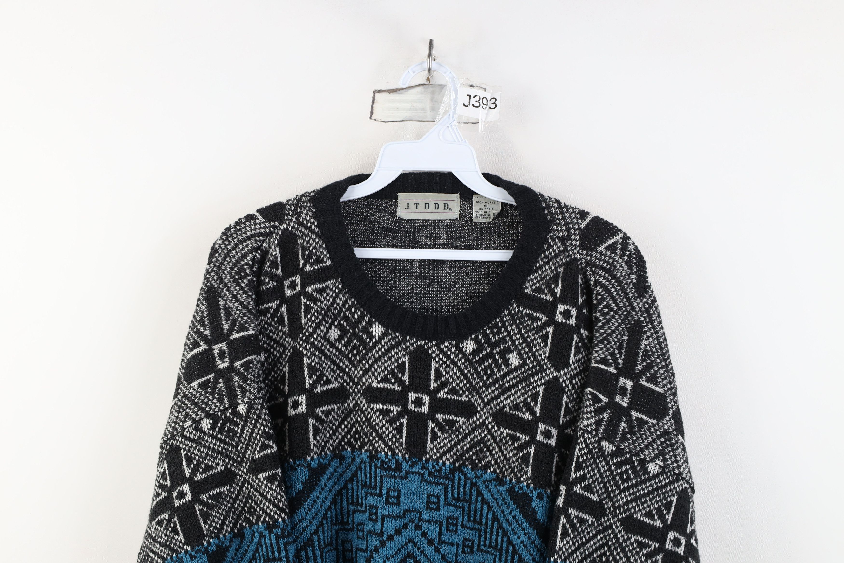 Vintage Vintage 90s Streetwear Geometric Crewneck Sweater Acrylic Size US XL / EU 56 / 4 - 2 Thumbnail