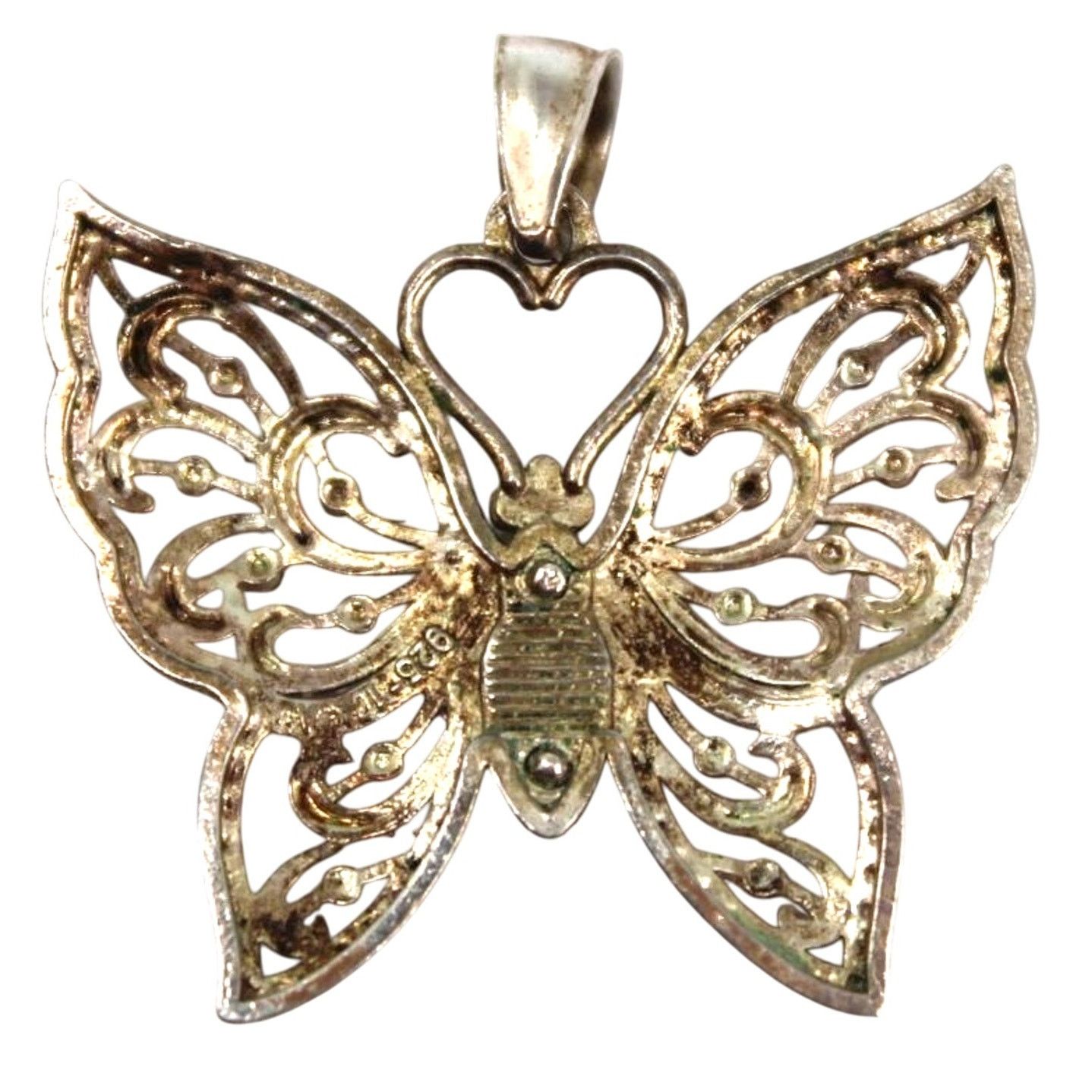 Other Vintage Silver Butterfly Pendant Filigree Wings Size ONE SIZE - 3 Thumbnail