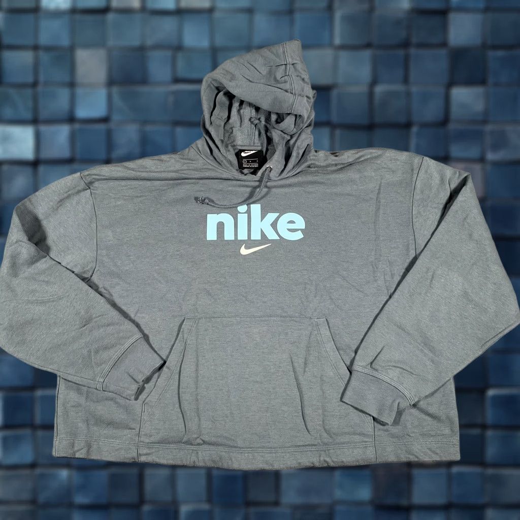 Nike Nike Hoodie Mens Large Gray Pullover Swoosh Kangaroo Pocket Graphic Print Logo Sweatshirt Size US L / EU 52-54 / 3 - 1 Thumbnail