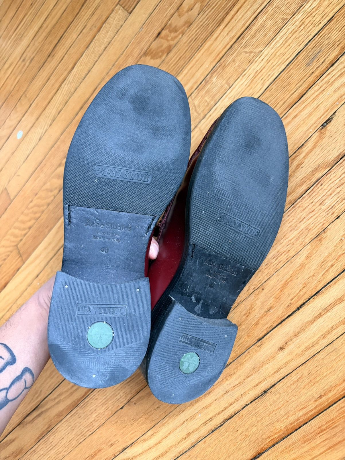 Acne Studios Acne Studios Leather Loafers (Maroon) Size US 8 / EU 41 - 7 Thumbnail