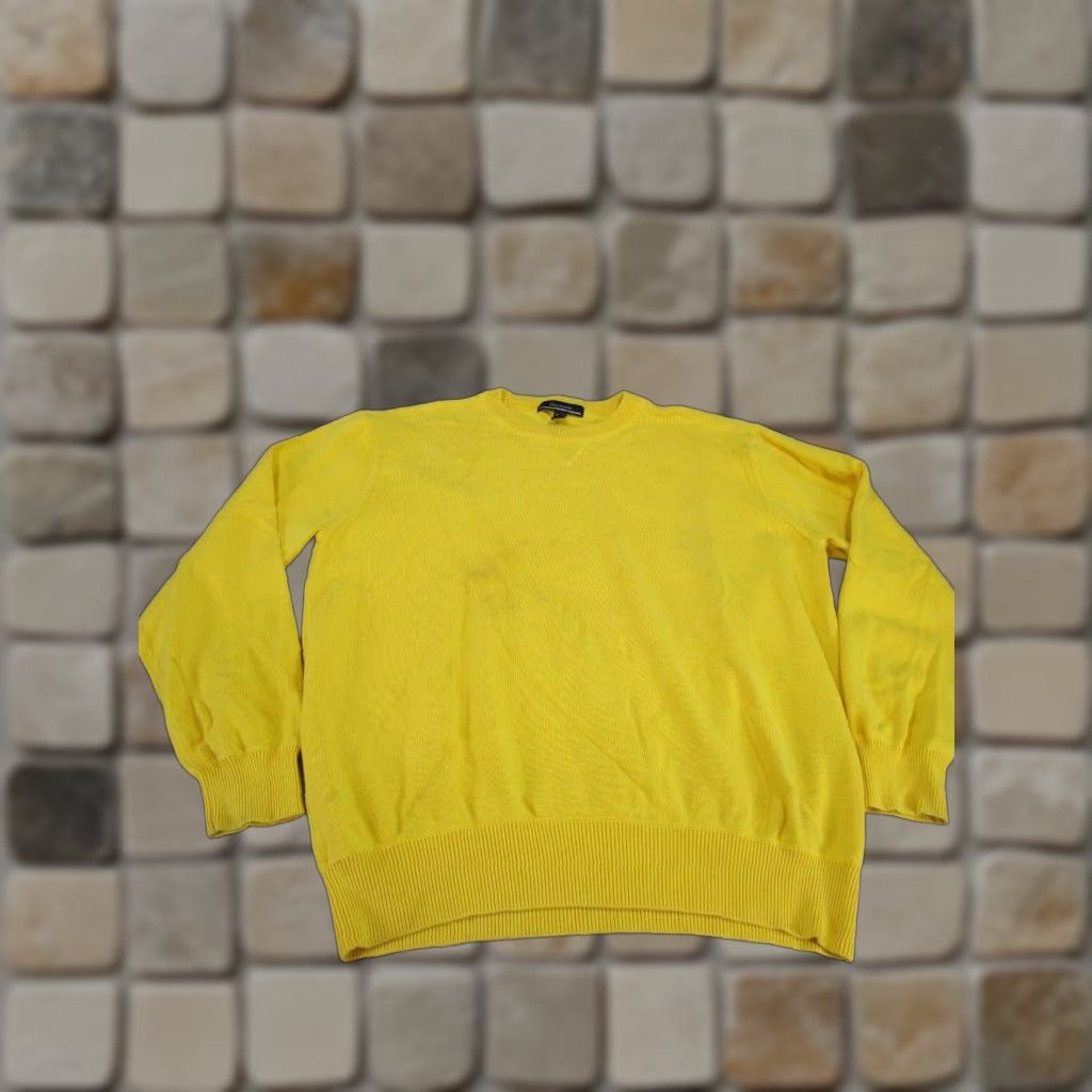 Faconnable Façonnable Sweater Men Small Yellow Cotton Knit Crew Pullover - Stain - Casual Shirt? Size US S / EU 44-46 / 1 - 1 Thumbnail