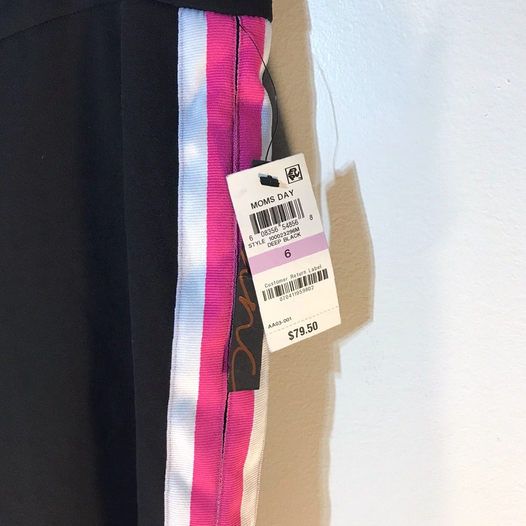 Vintage VINTAGE INC International Concepts Dress Pants Women Wide-Leg Size 6 Black Pink/White Side Stripes Business Casual Size 28" / US 6 / IT 42 - 2 Thumbnail