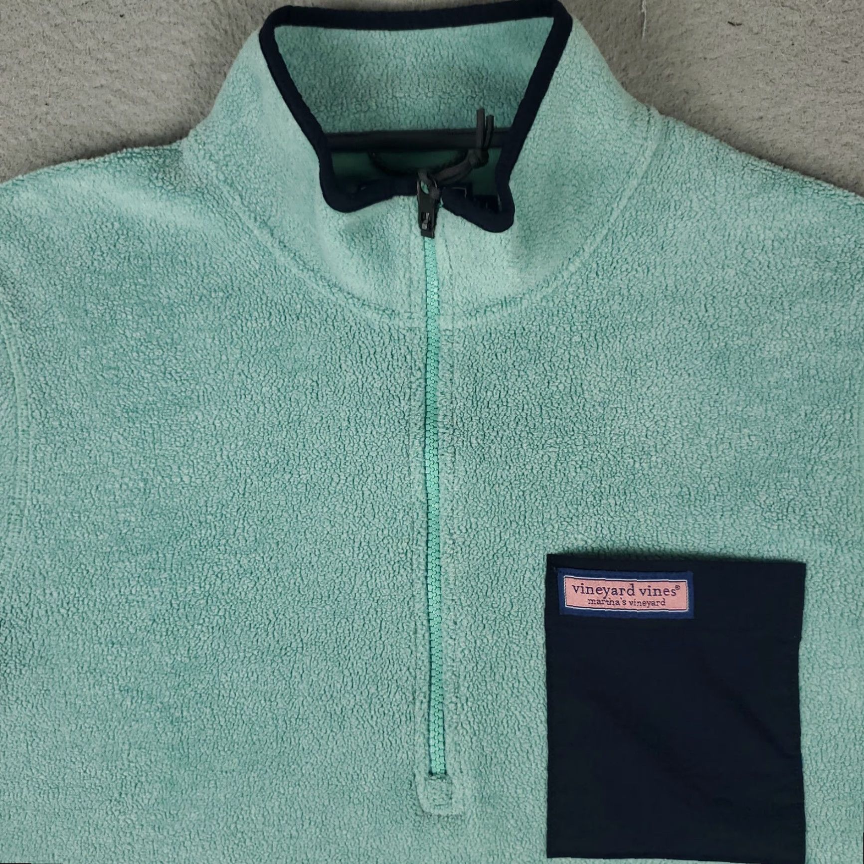 Vineyard Vines Vineyard Vines Sweater Mens Medium Turquoise Fleece 1/4 Zip Polo Pullover Logo Mock Neck Regular Fit Size US M / EU 48-50 / 2 - 2 Thumbnail