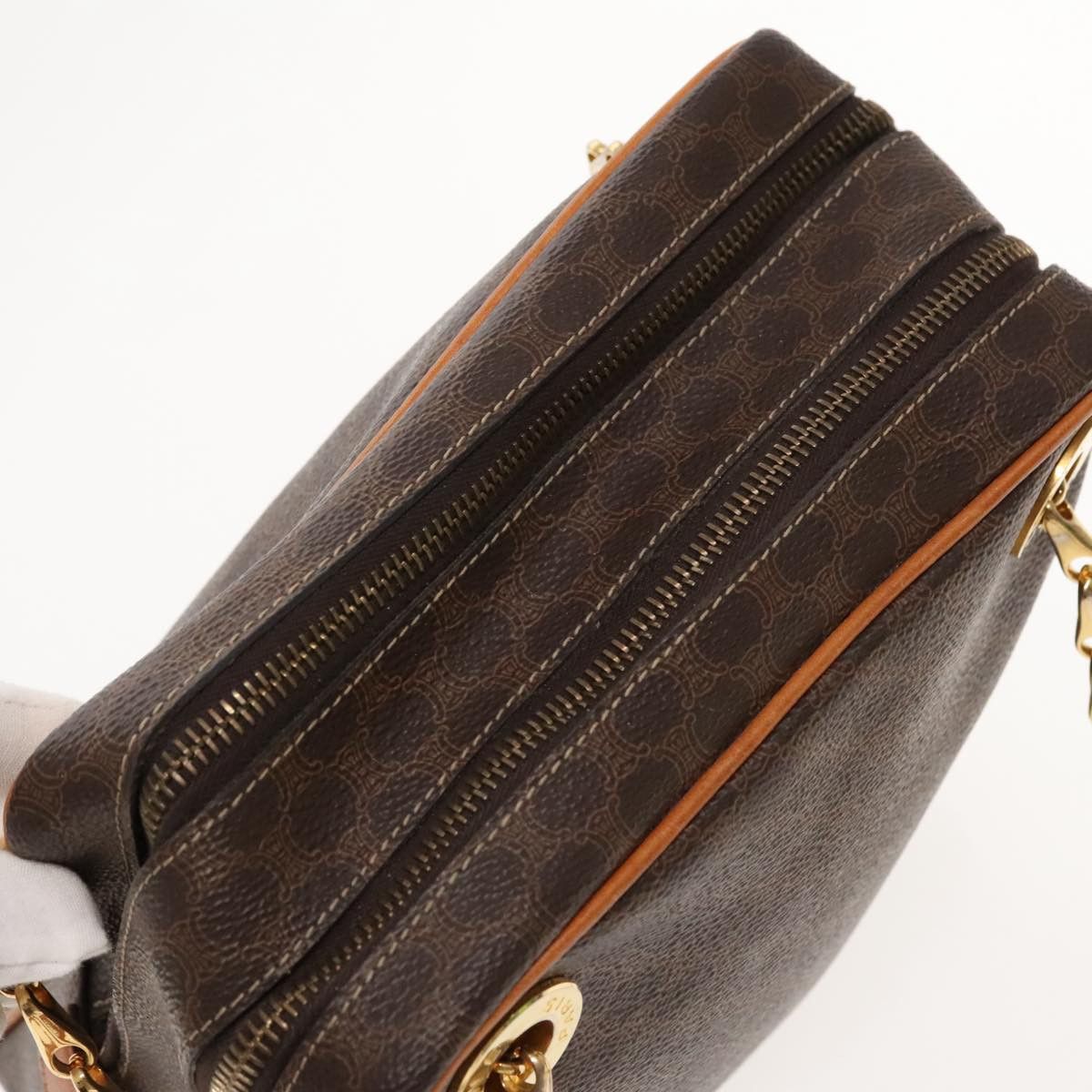 Celine CELINE Macadam Canvas Shoulder Bag Pvc Leather Brown Gold Size ONE SIZE - 8 Thumbnail