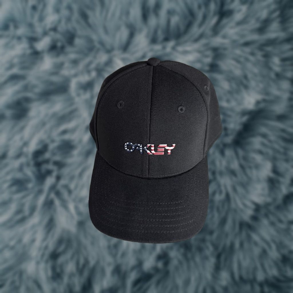 Oakley Oakley Cap Hat Tincan Fitted Flex Fit S/M Classic Low Black US Flag Logo Men Cap Hat Size ONE SIZE - 1 Thumbnail