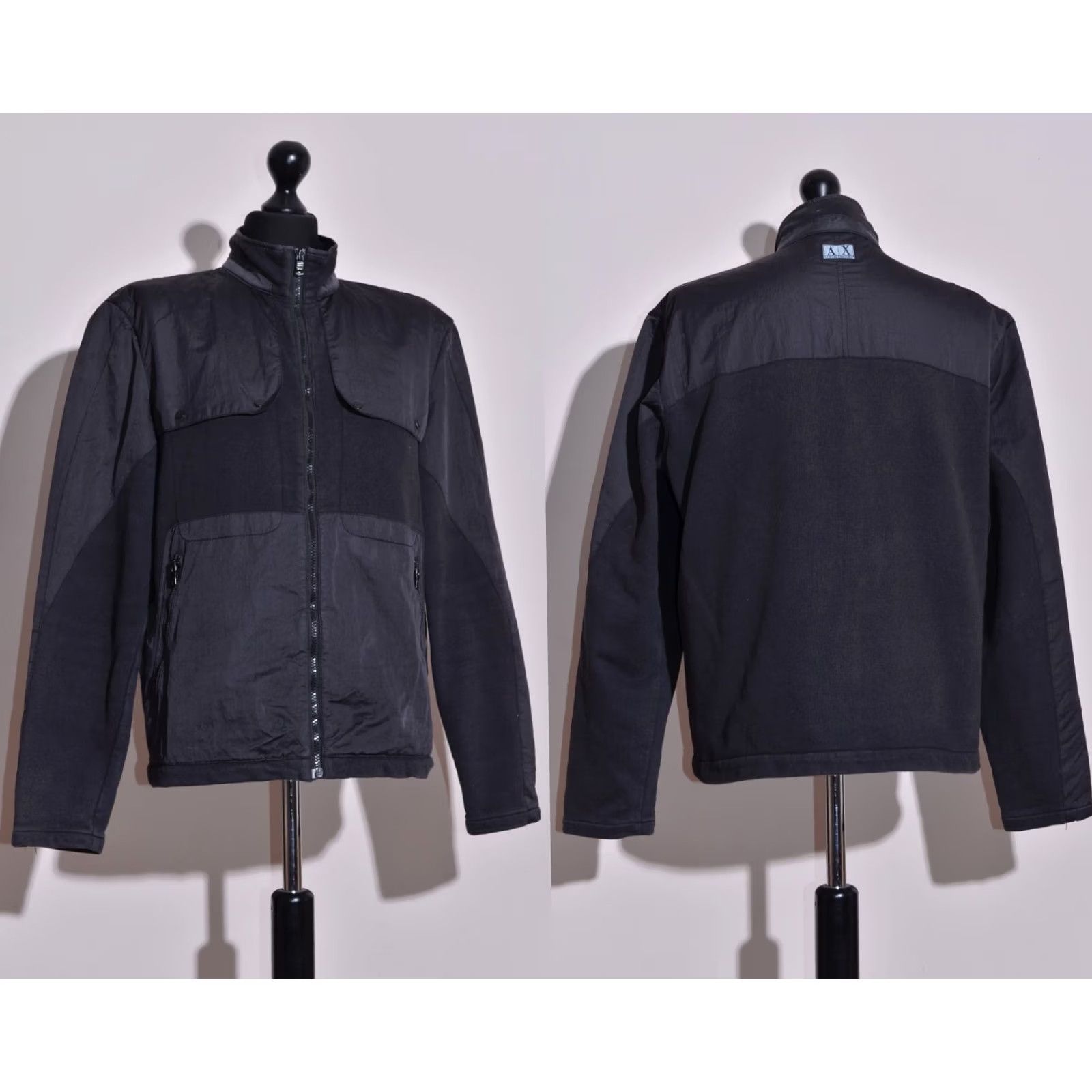 Armani Exchange Armani Exchange Jacket Mens Black Full Zip Pockets XL Regular Cotton Blend Outer Shell Zip Front Pocket Mens XL Black Jacket Size US XL / EU 56 / 4 - 2 Thumbnail
