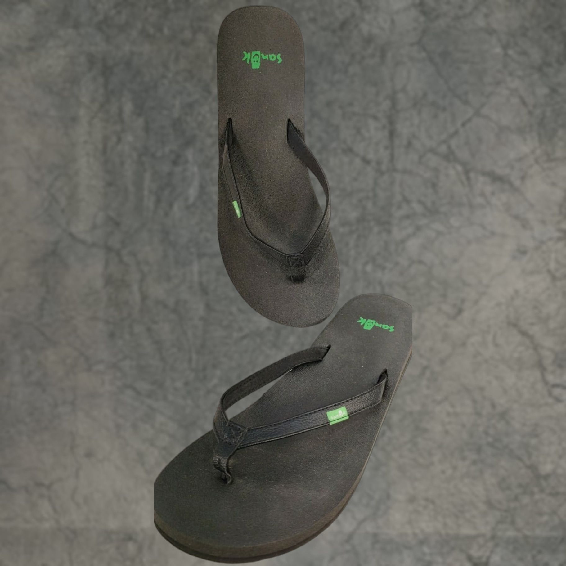 Sanuk Sanuk Yoga Joy Women’s 7 Flip Flop Sandals Toe Post Black SWS10275, Deep Teal, Cushioned, Flat, Slip On, Faux Leather Upper, M Width, Sandal, Like New Size US 7 / IT 37 - 1 Thumbnail