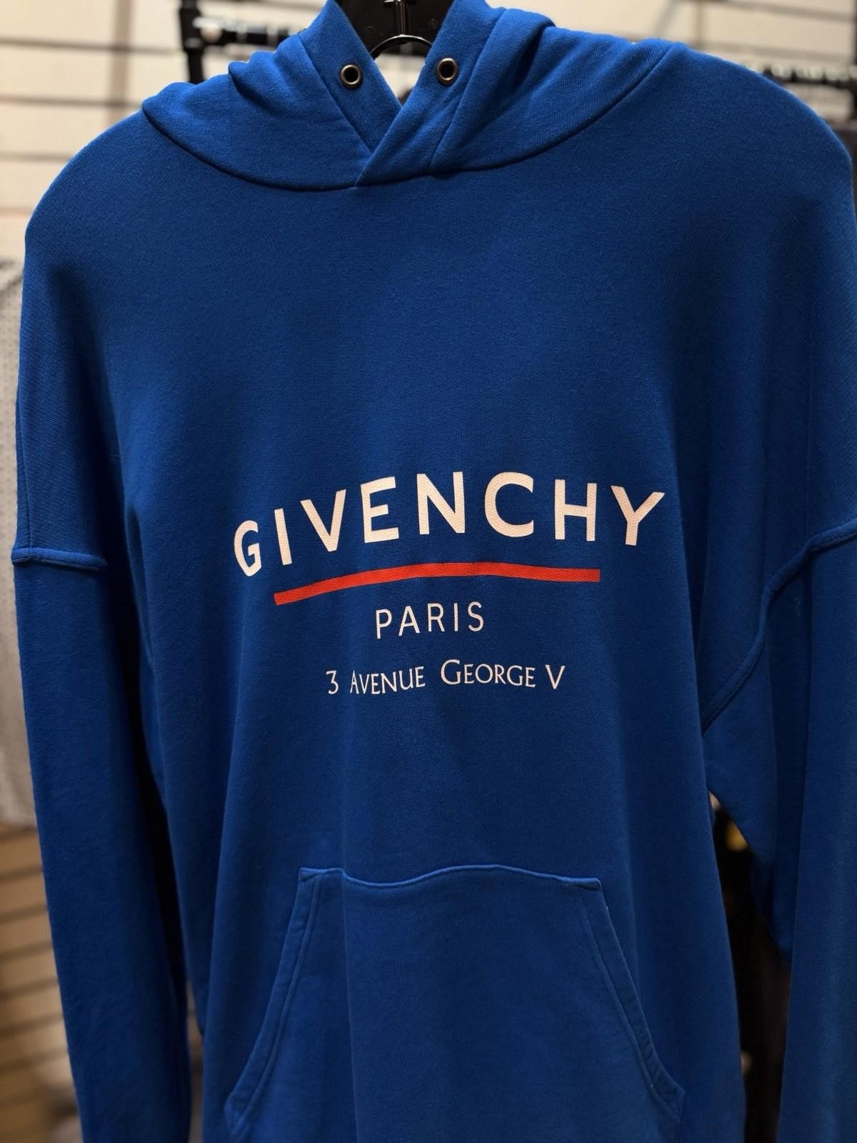 Givenchy Size M - Givenchy Men's Blue Logo- Print Hoodie Sweatshirt Size US M / EU 48-50 / 2 - 5 Thumbnail