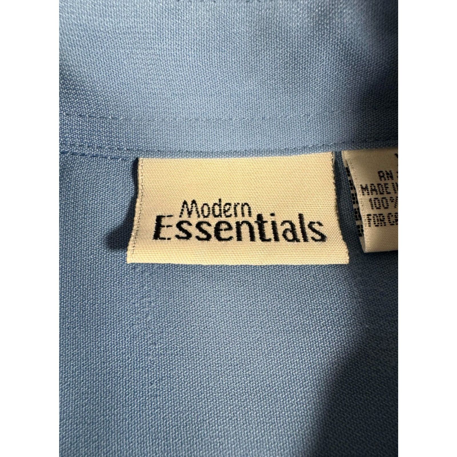 Essentials VINTAGE Modern Essentials Shirt Womens XL 90s Minimalist Office Academia Pockets Blue Button-Up Short Sleeve Size XL / US 12-14 / IT 48-50 - 4 Thumbnail