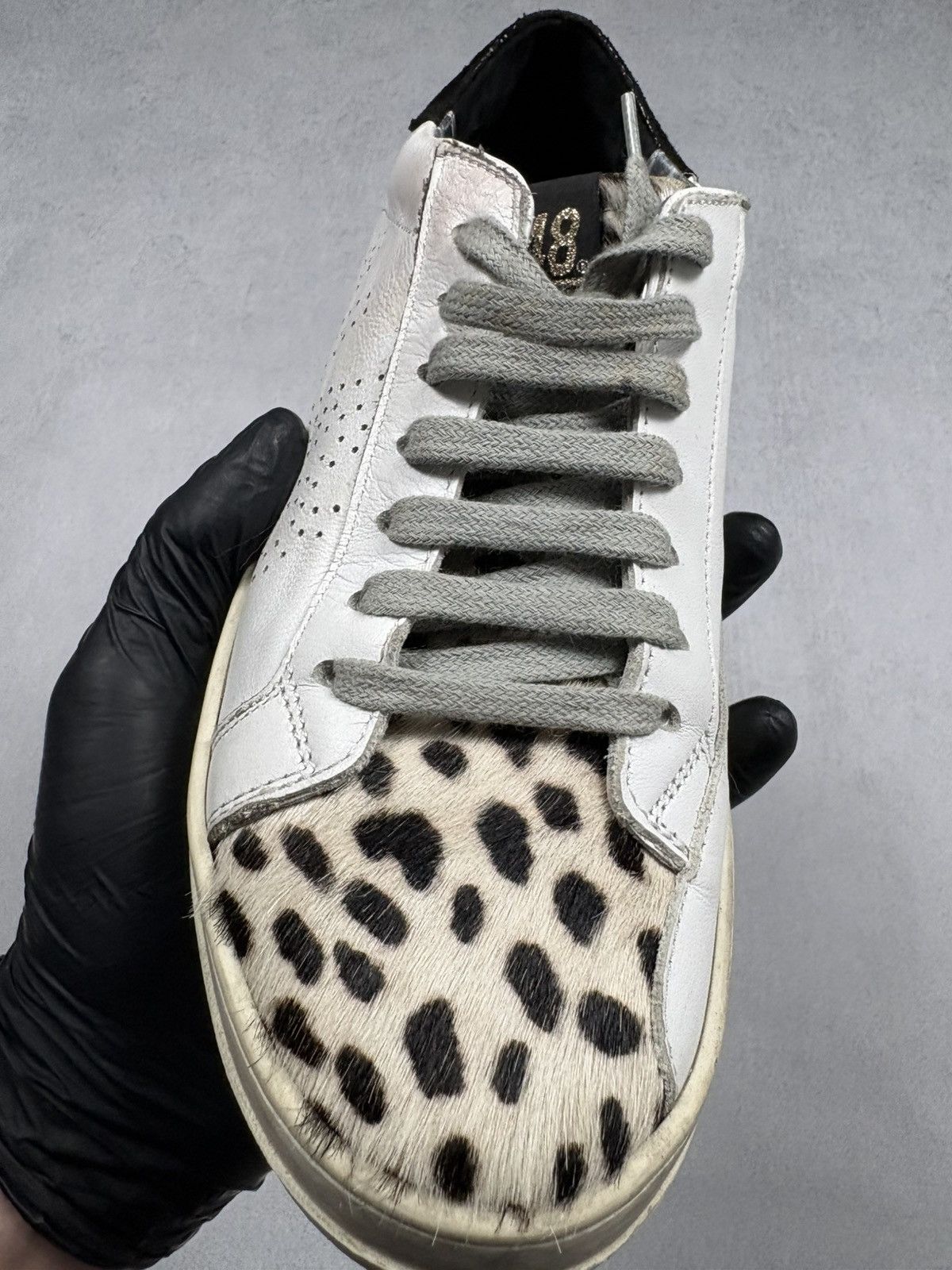 P448 P448 John White Leather Sneakers Leopard Pony Hair Toe 37 Size US 7 / IT 37 - 10 Thumbnail