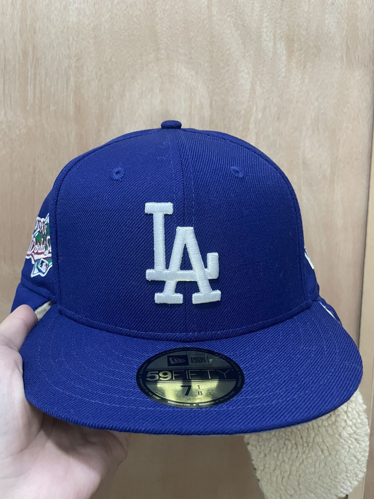 New Era Royal Blue Los Angeles Dodgers size 7 1/8 1988 World Size ONE SIZE - 2 Thumbnail