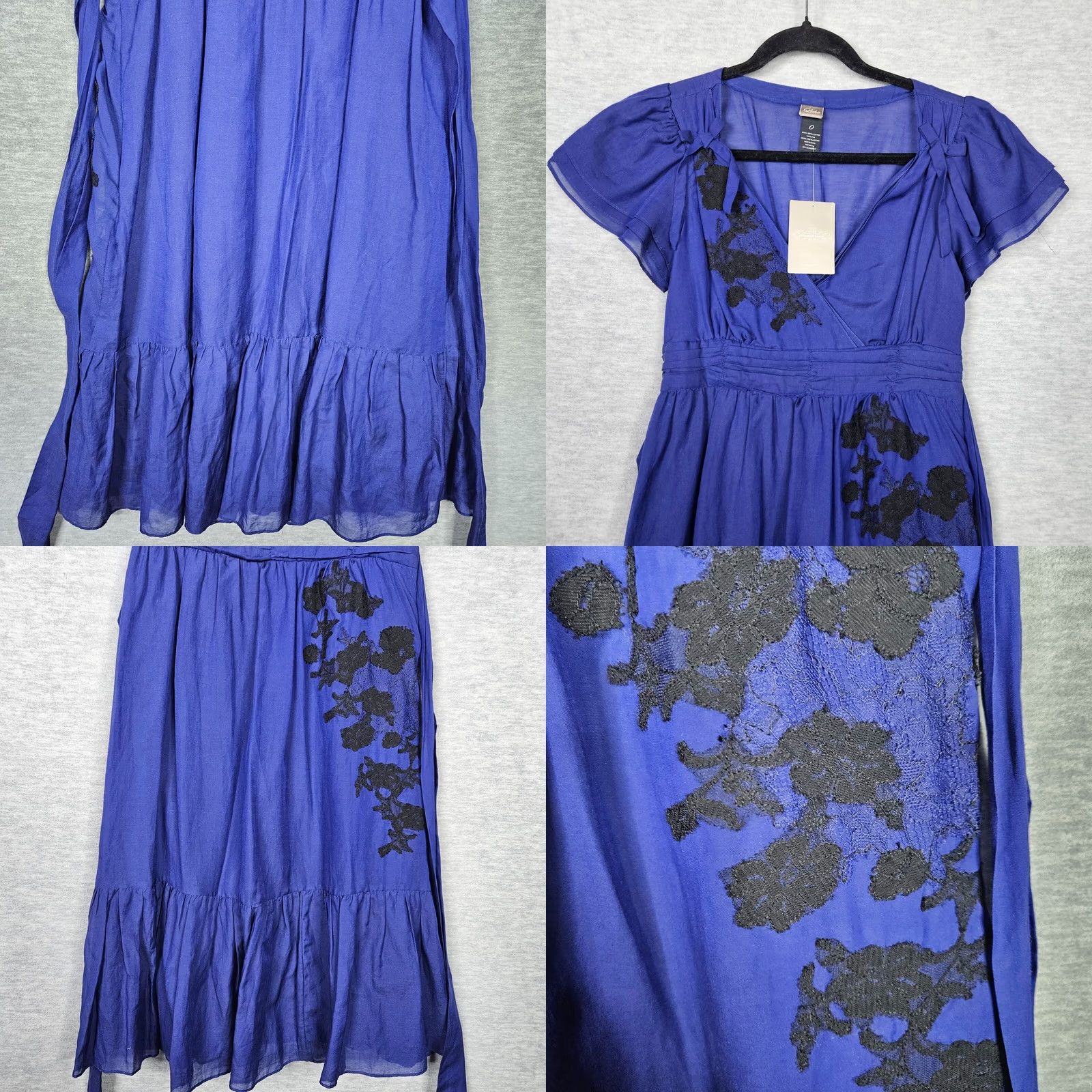 Anthropologie Anthropologie Lithe Petit Four V-Neck Floral Printed Ruffle NAVY Dress Sz 0 NEW Size XS / US 0-2 / IT 36-38 - 8 Thumbnail